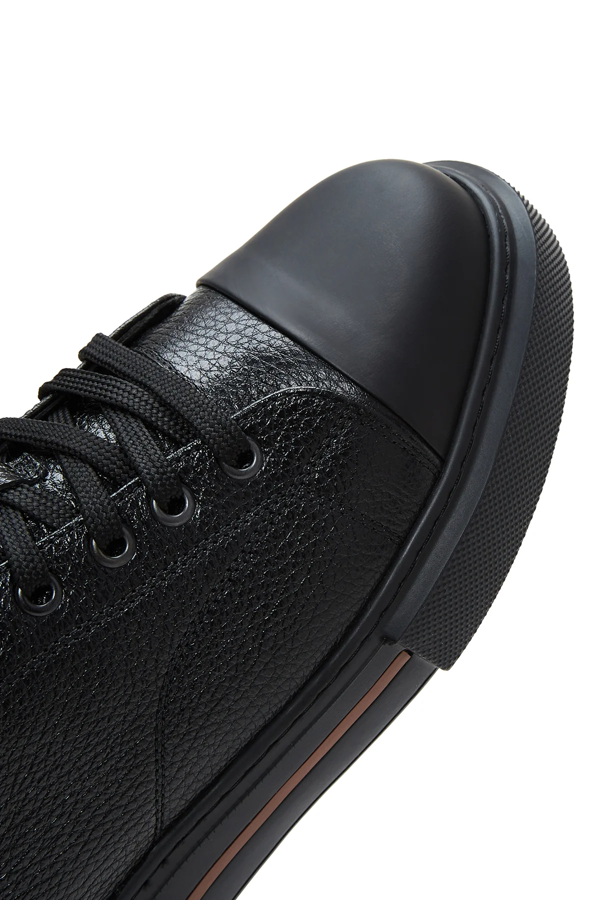 Erkek Siyah Deri Kalın Tabanlı Sneaker - Image 7