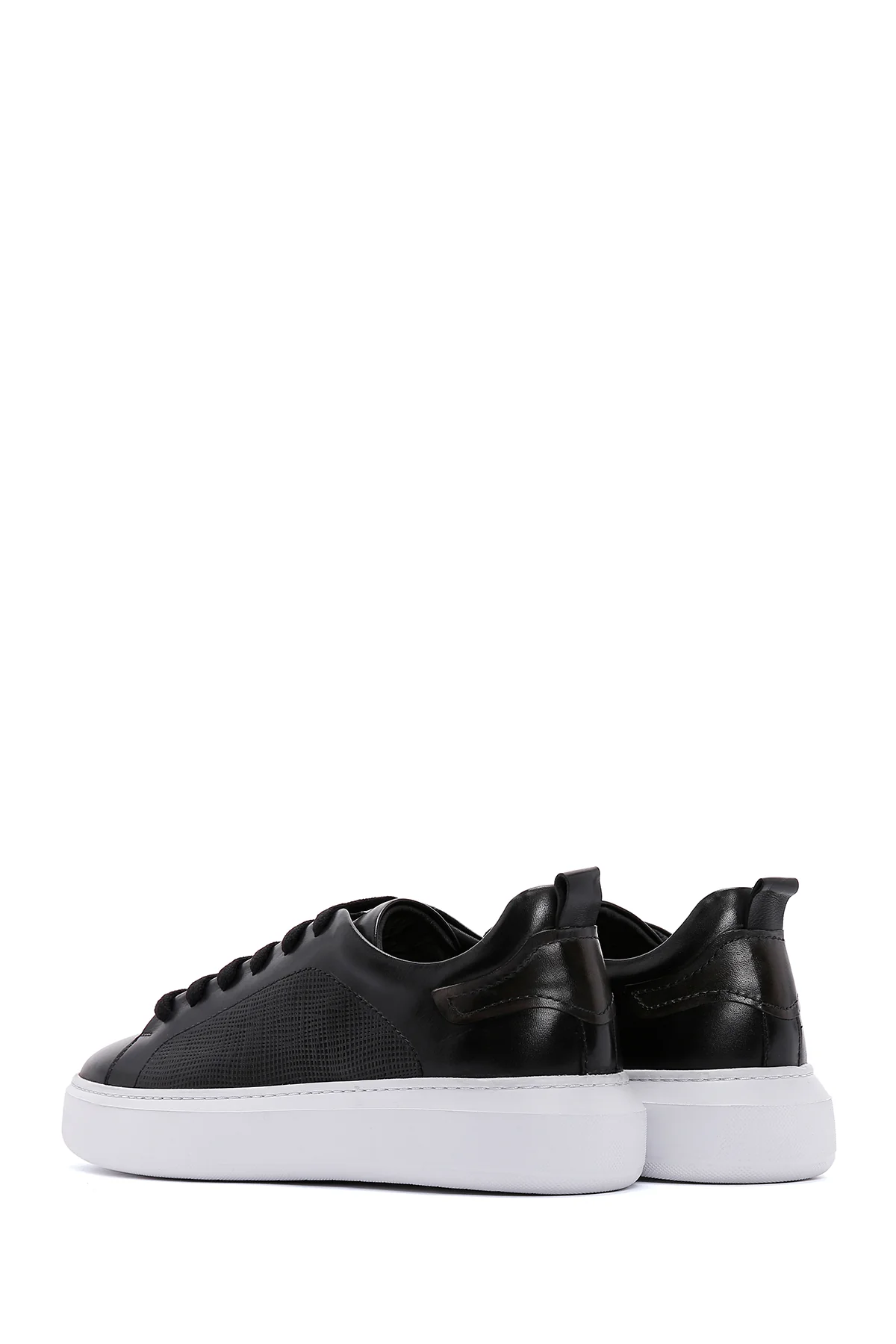 Erkek Siyah Deri Kalın Tabanlı Sneaker - Image 5