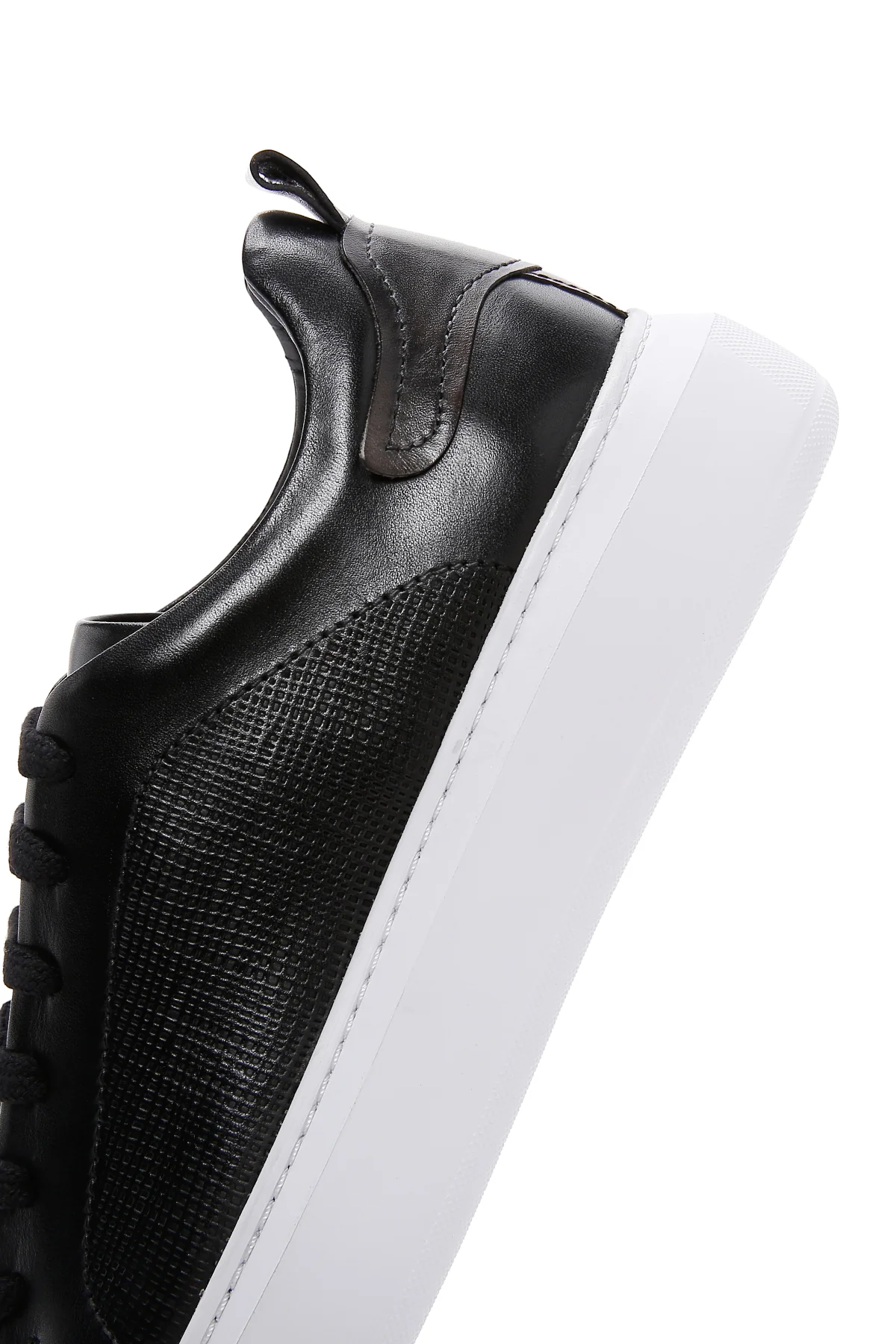 Erkek Siyah Deri Kalın Tabanlı Sneaker - Image 7