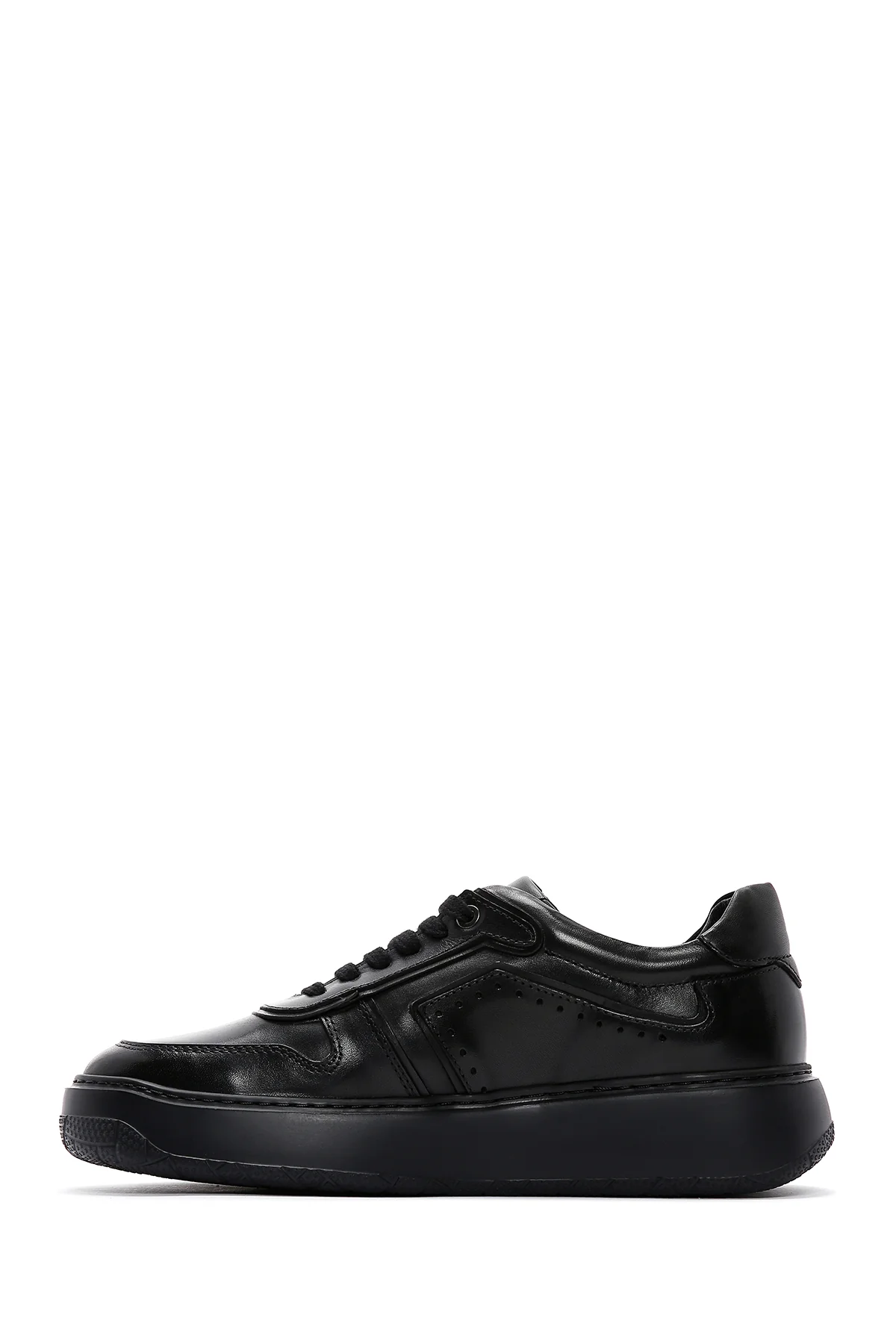 Erkek Siyah Deri Kalın Tabanlı Sneaker - Image 2