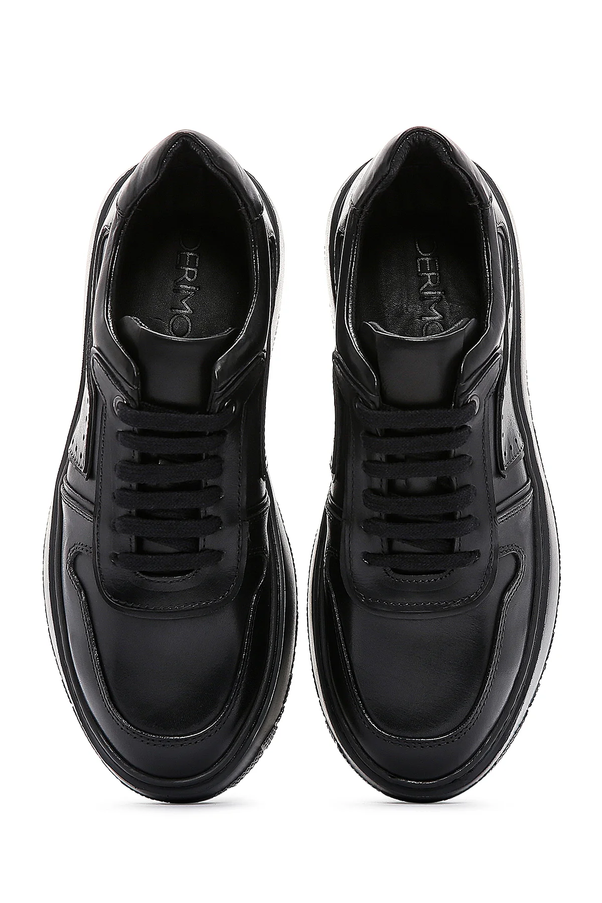 Erkek Siyah Deri Kalın Tabanlı Sneaker - Image 6