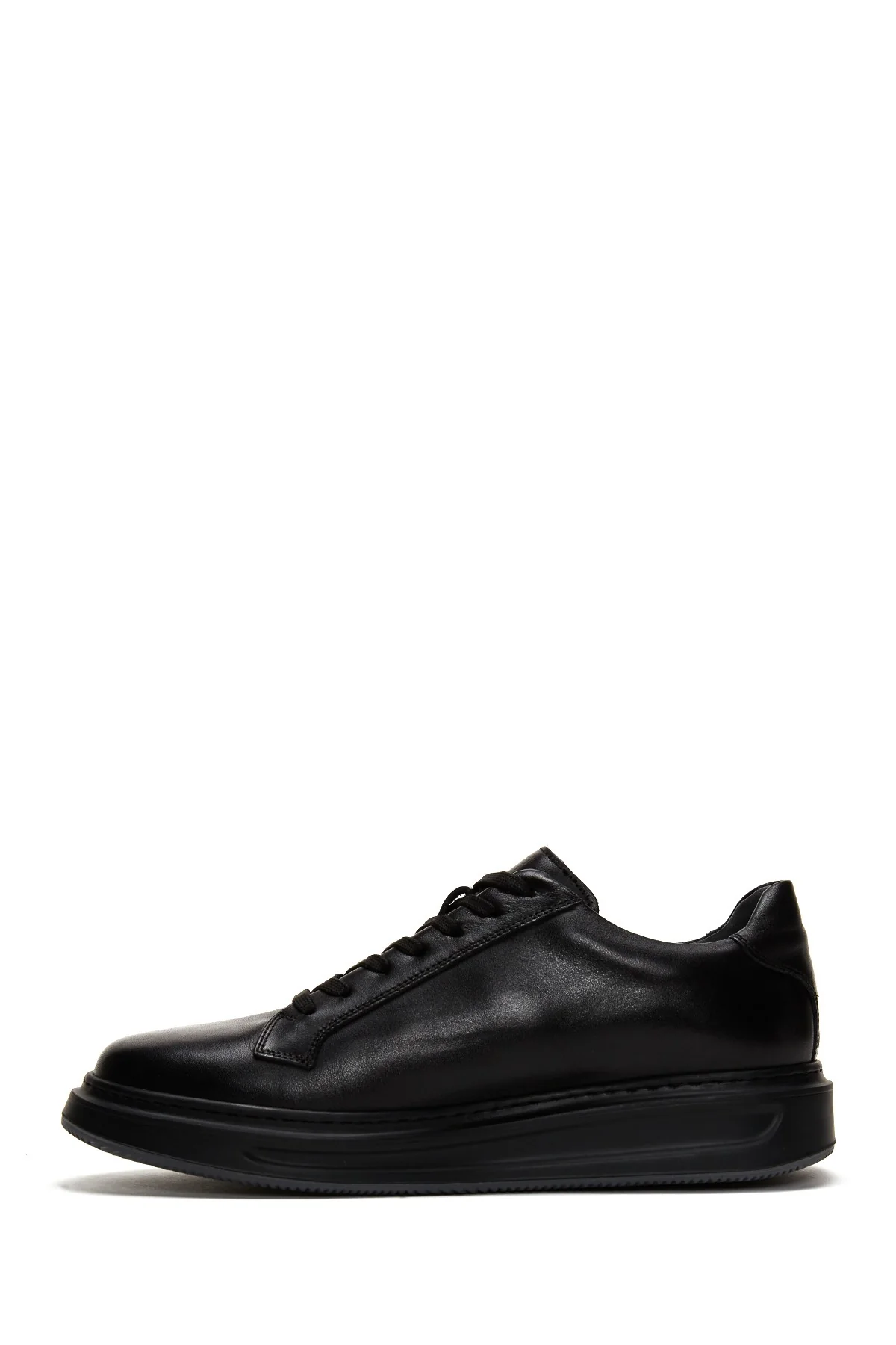 Erkek Siyah Deri Kalın Tabanlı Sneaker - Image 2