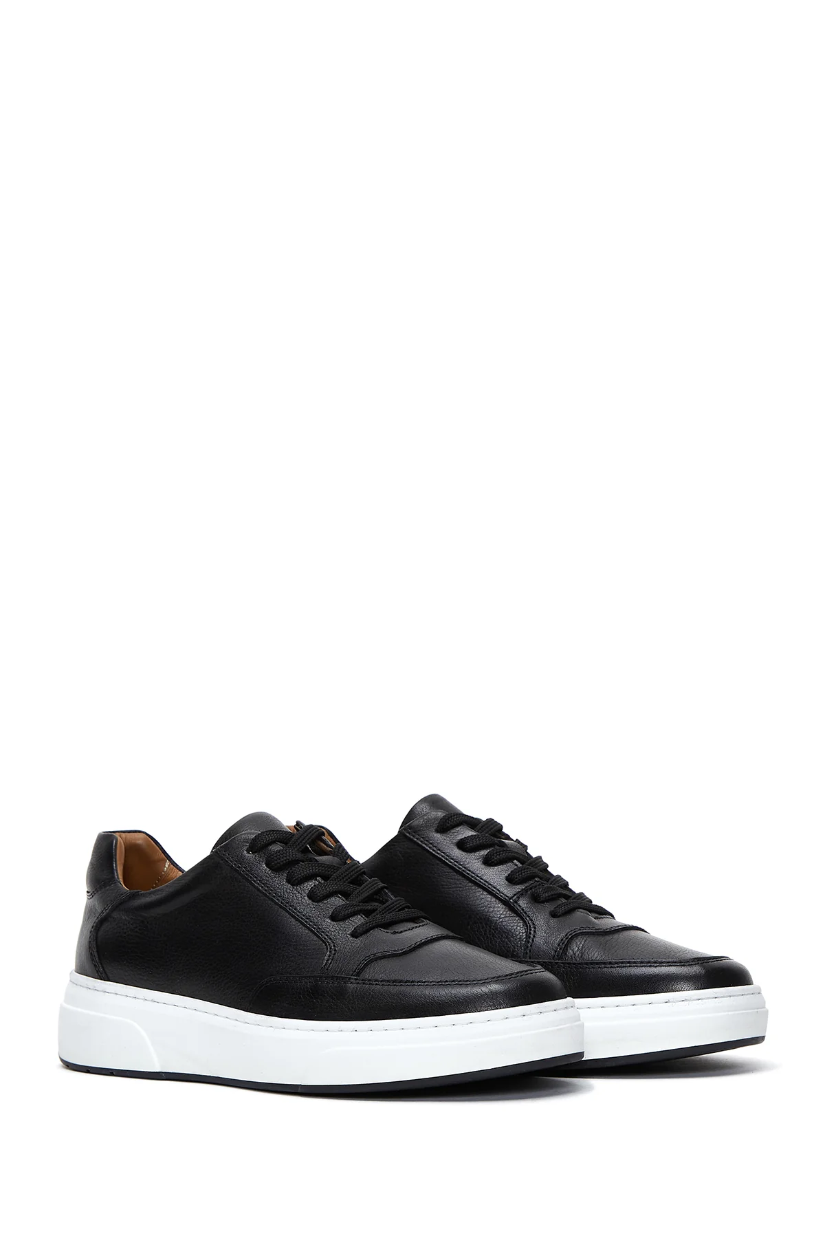 Erkek Siyah Deri Kalın Tabanlı Sneaker - Image 3