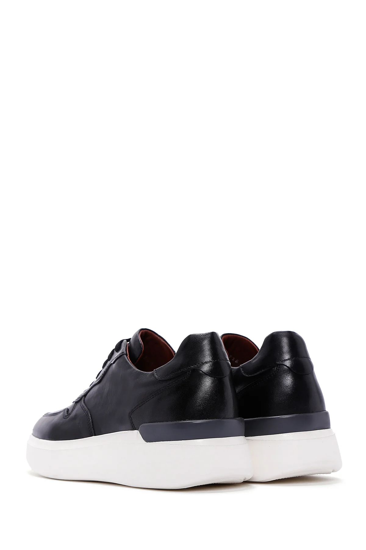 Erkek Siyah Deri Kalın Tabanlı Sneaker - Image 6