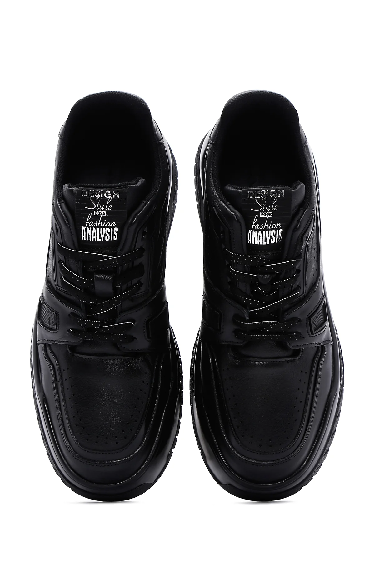 Erkek Siyah Deri Kalın Tabanlı Sneaker - Image 5