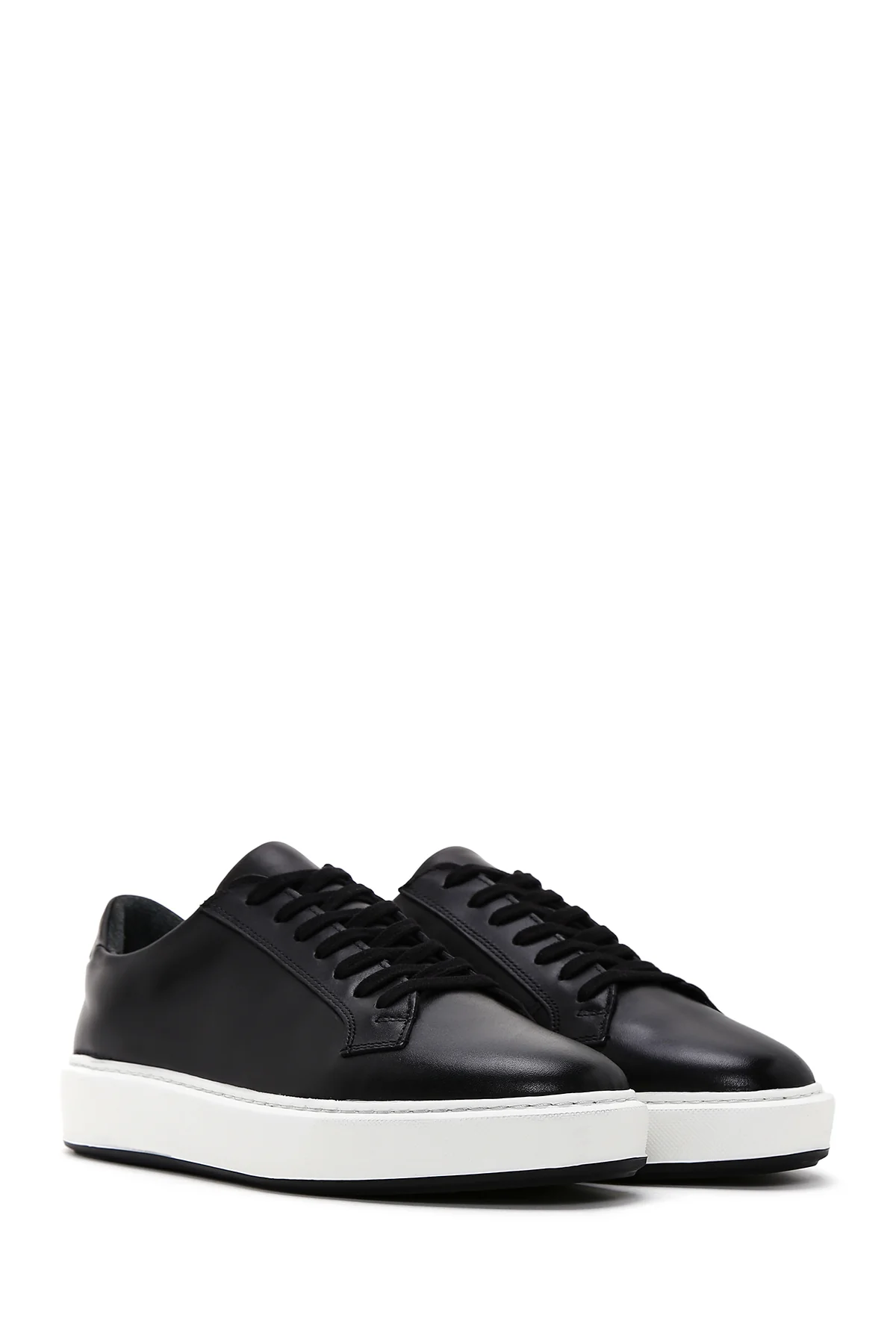 Erkek Siyah Deri Kalın Tabanlı Sneaker - Image 3