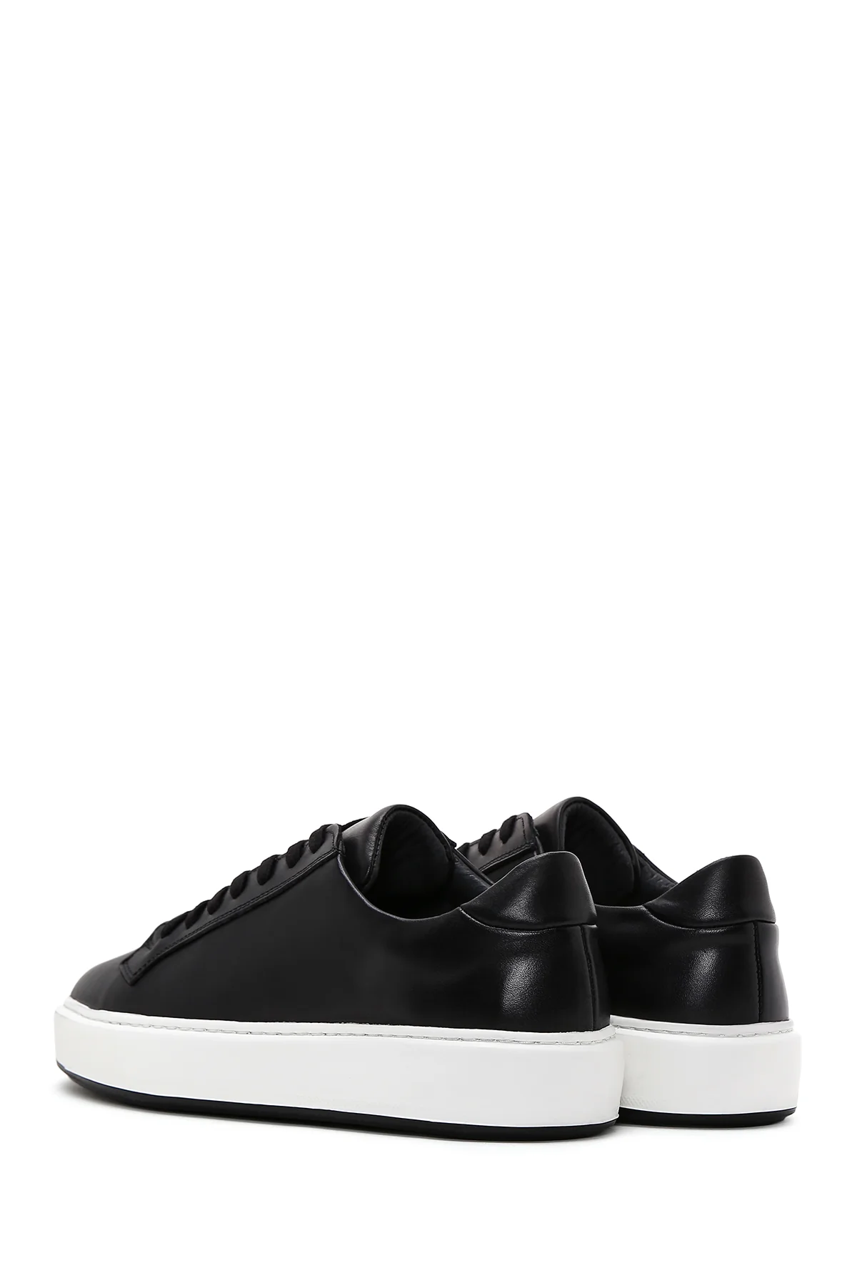 Erkek Siyah Deri Kalın Tabanlı Sneaker - Image 5