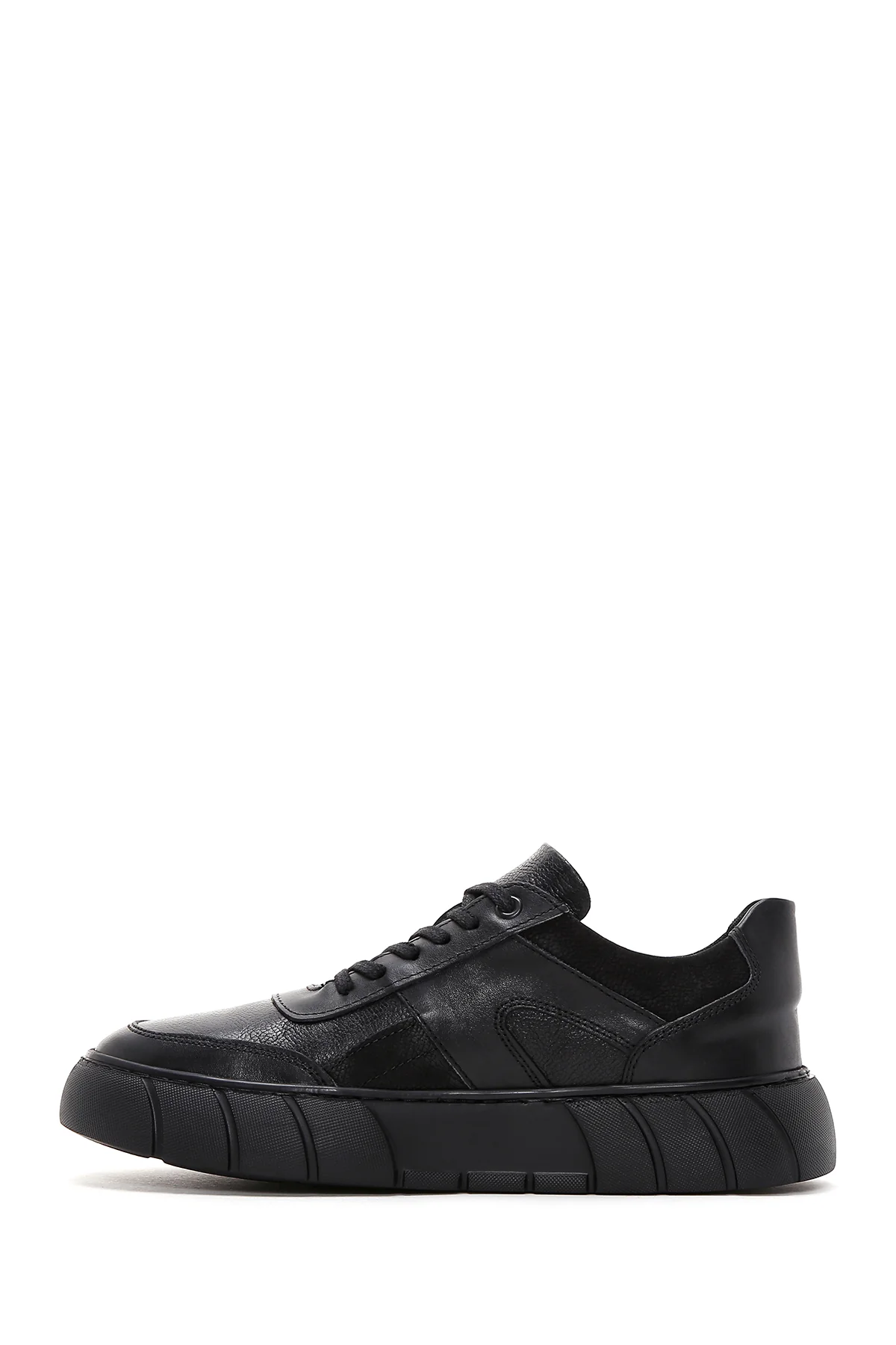 Erkek Siyah Deri Kalın Tabanlı Sneaker - Image 2