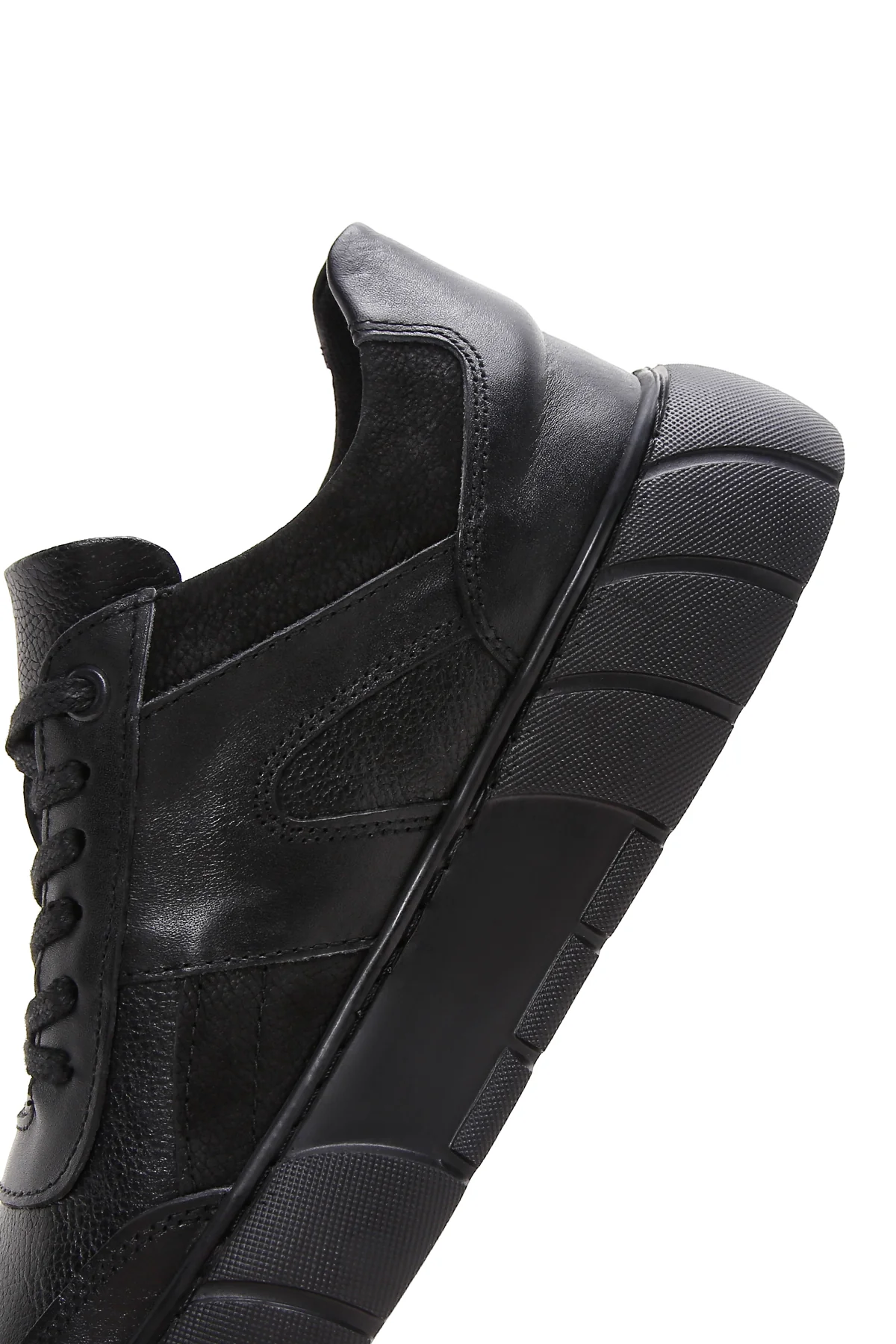 Erkek Siyah Deri Kalın Tabanlı Sneaker - Image 6