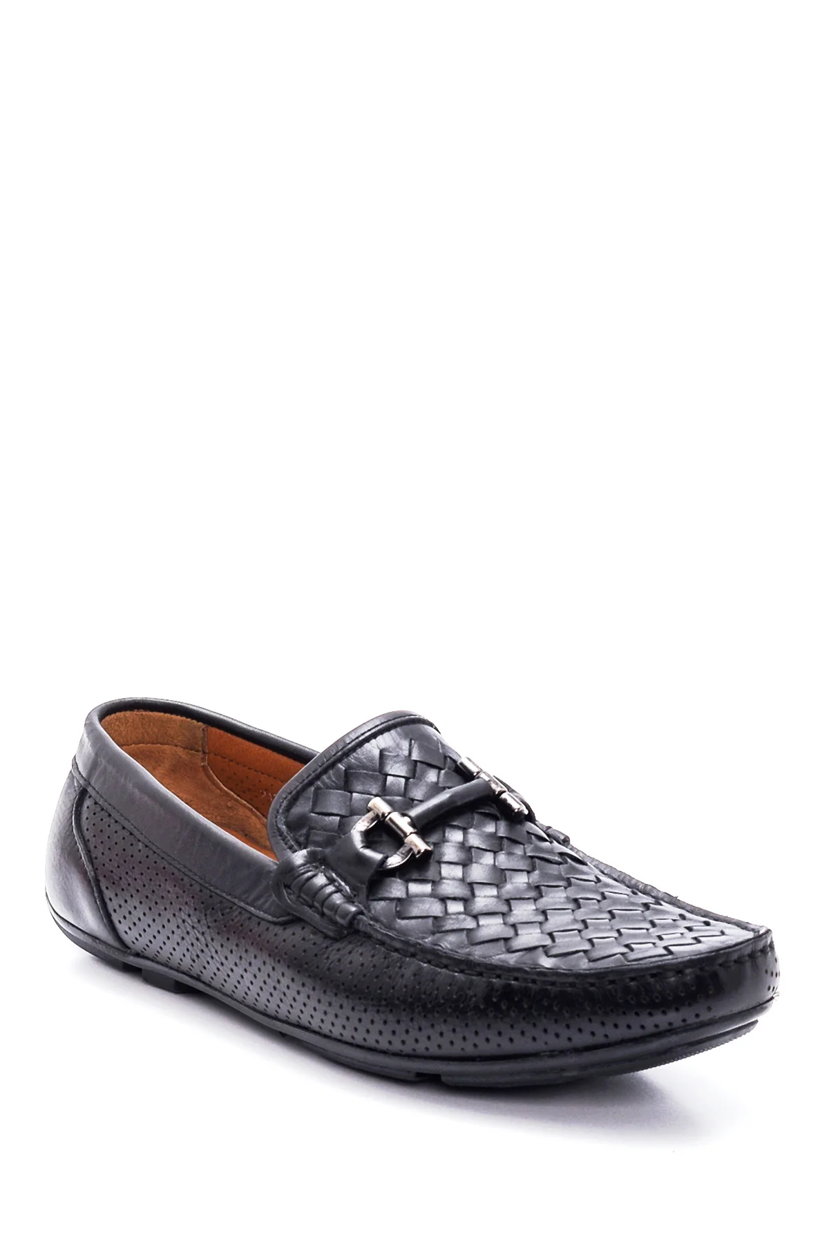 Erkek Siyah Deri Örgülü Casual Loafer - Image 3