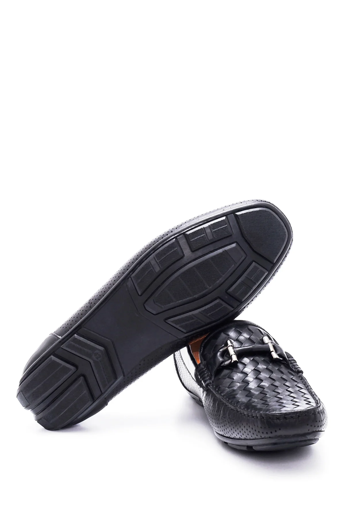 Erkek Siyah Deri Örgülü Casual Loafer - Image 4