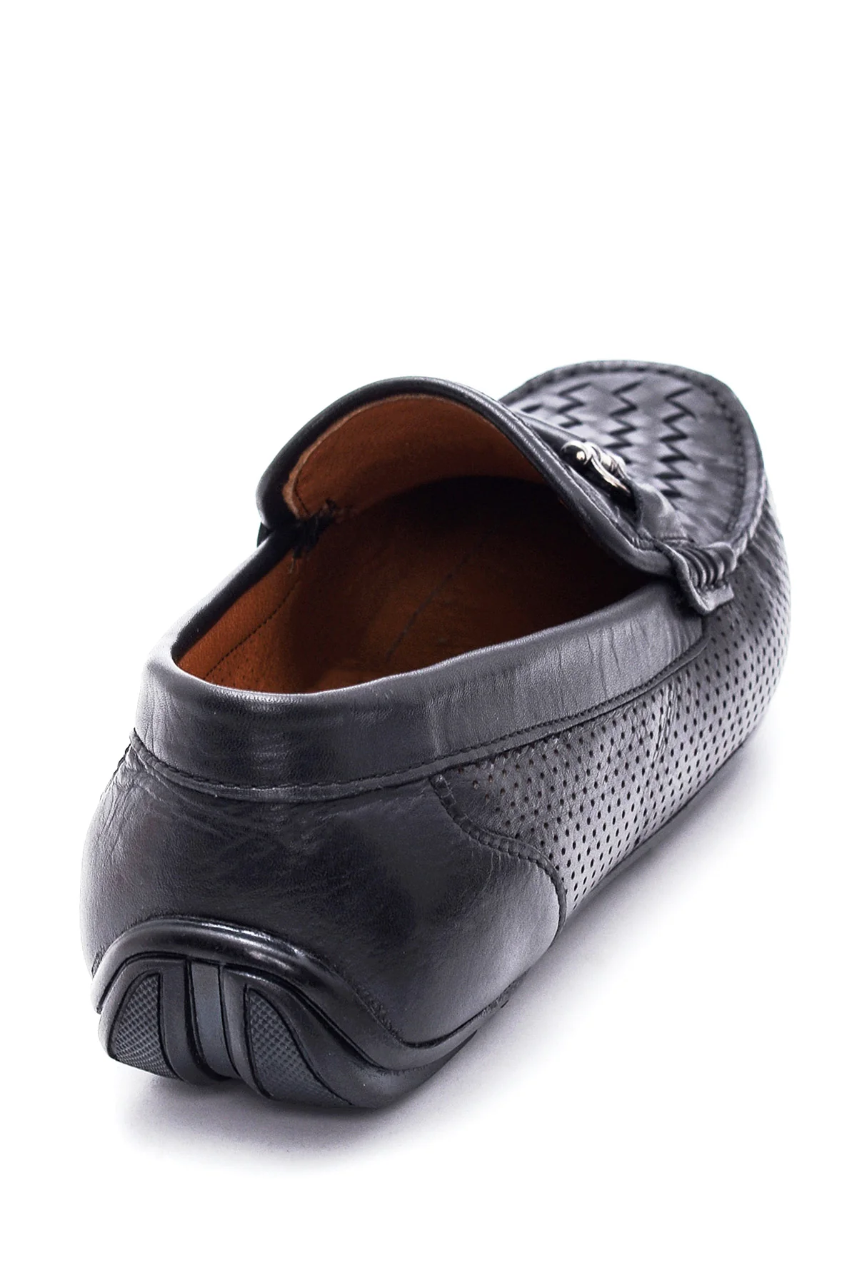 Erkek Siyah Deri Örgülü Casual Loafer - Image 5
