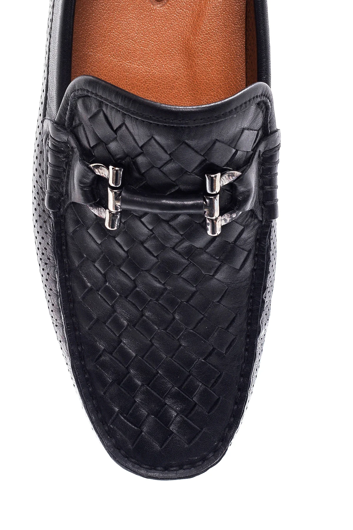 Erkek Siyah Deri Örgülü Casual Loafer - Image 6