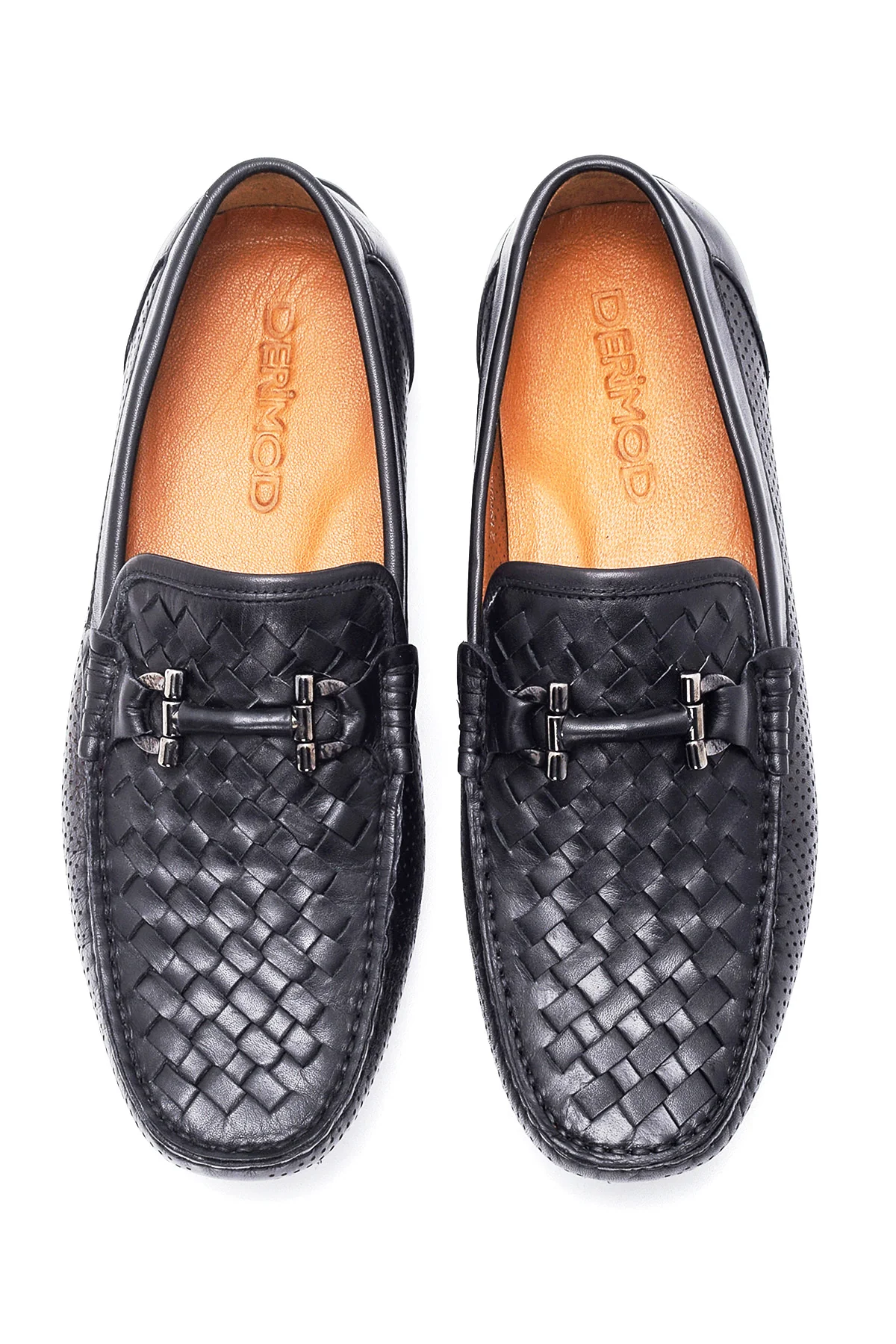 Erkek Siyah Deri Örgülü Casual Loafer - Image 7