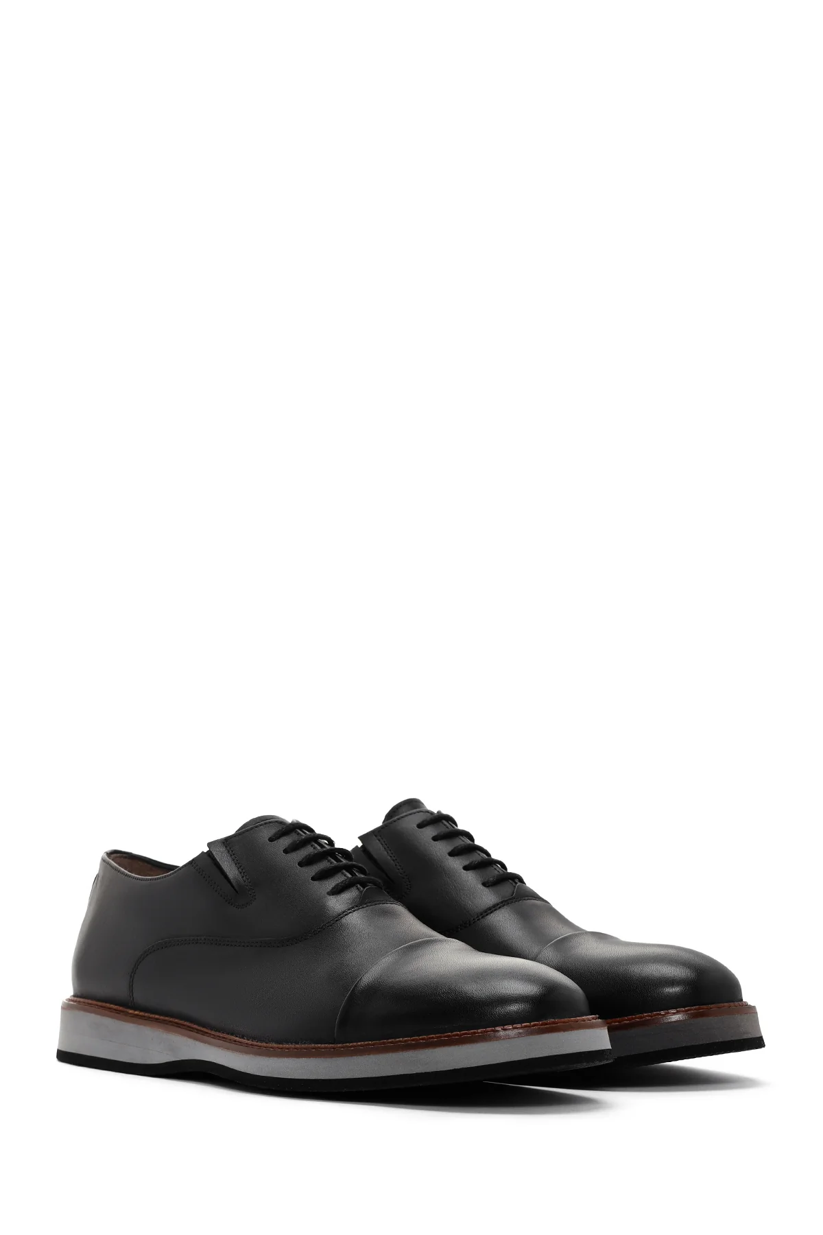 Erkek Siyah Deri Oxford Casual Ayakkabı - Image 3