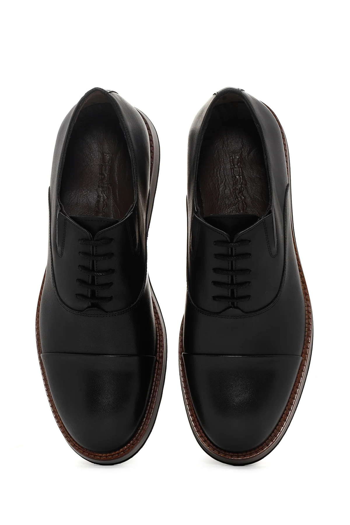 Erkek Siyah Deri Oxford Casual Ayakkabı - Image 6