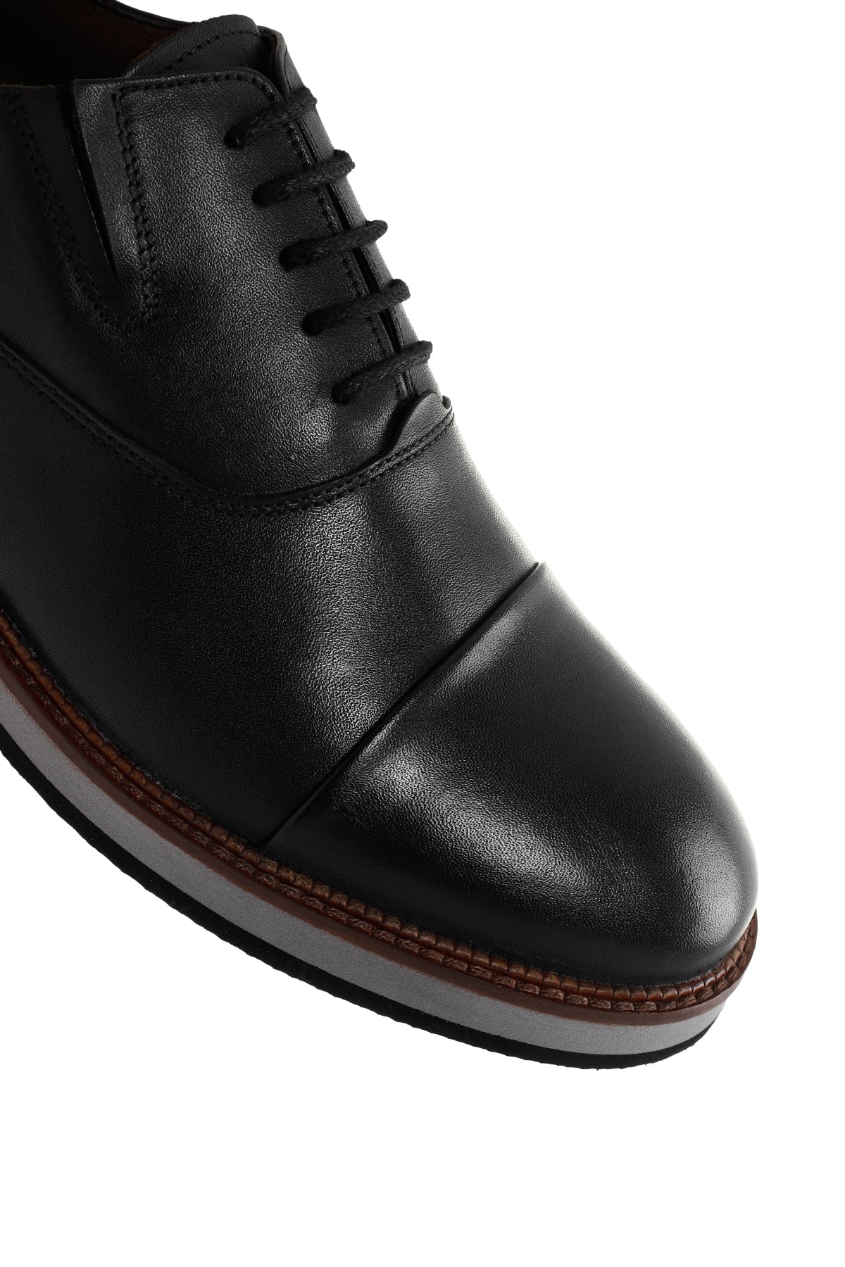 Erkek Siyah Deri Oxford Casual Ayakkabı - Image 9