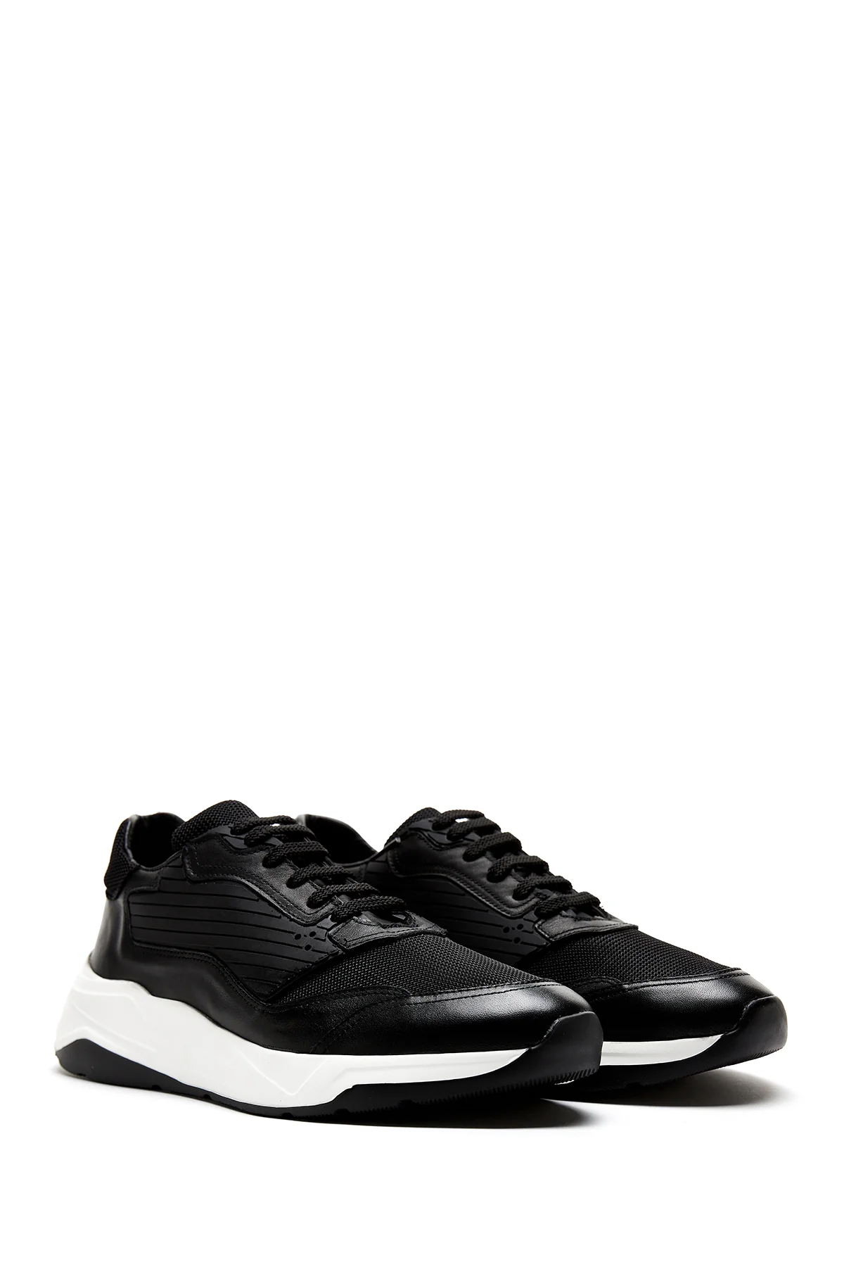 Erkek Siyah Deri Sneaker - Image 3