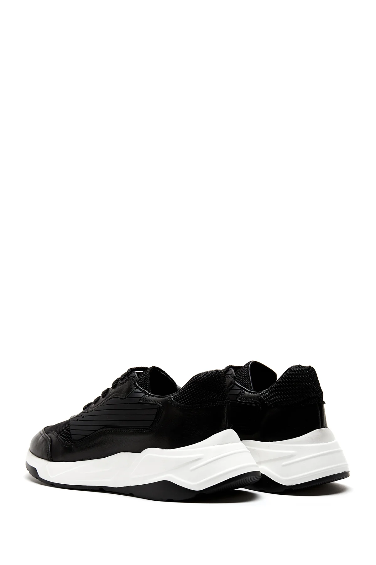 Erkek Siyah Deri Sneaker - Image 5