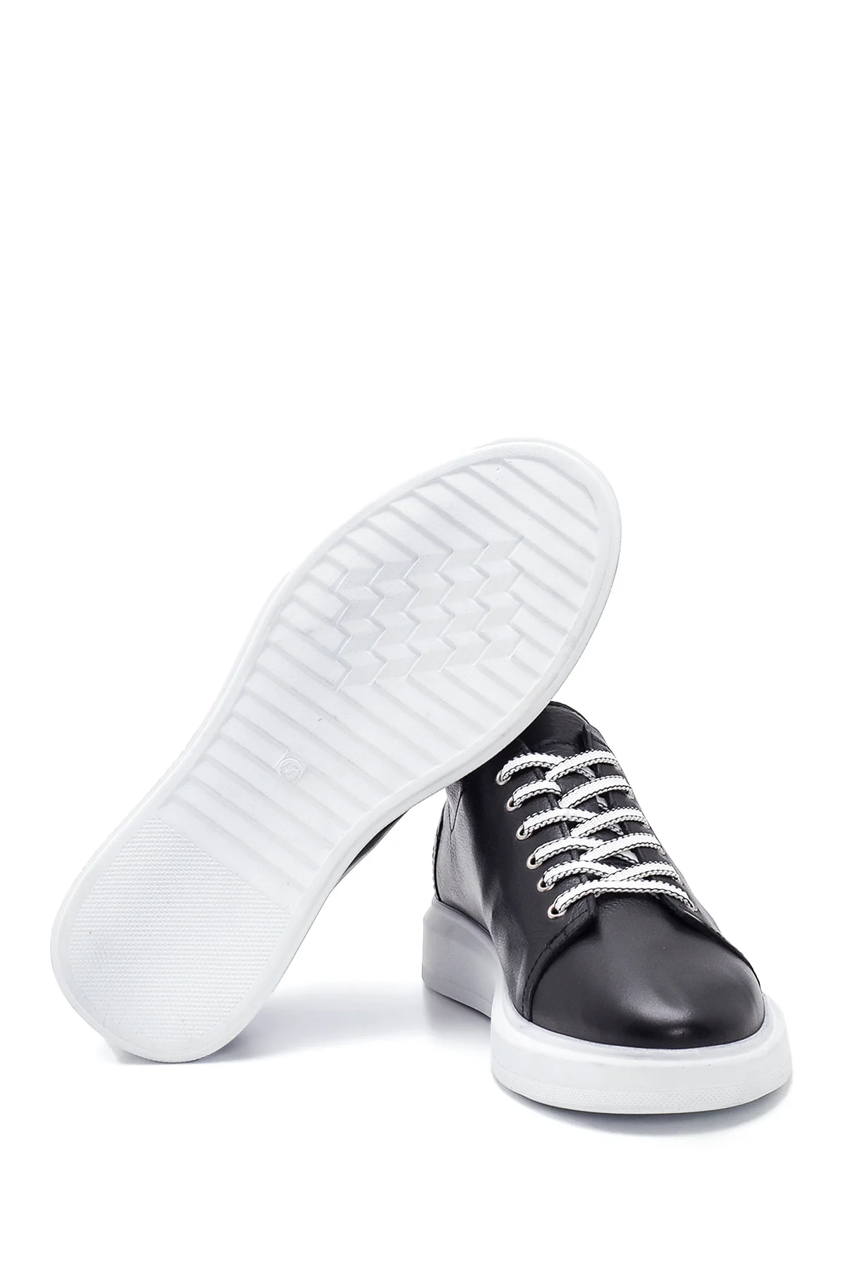 Erkek Siyah Deri Sneaker - Image 4