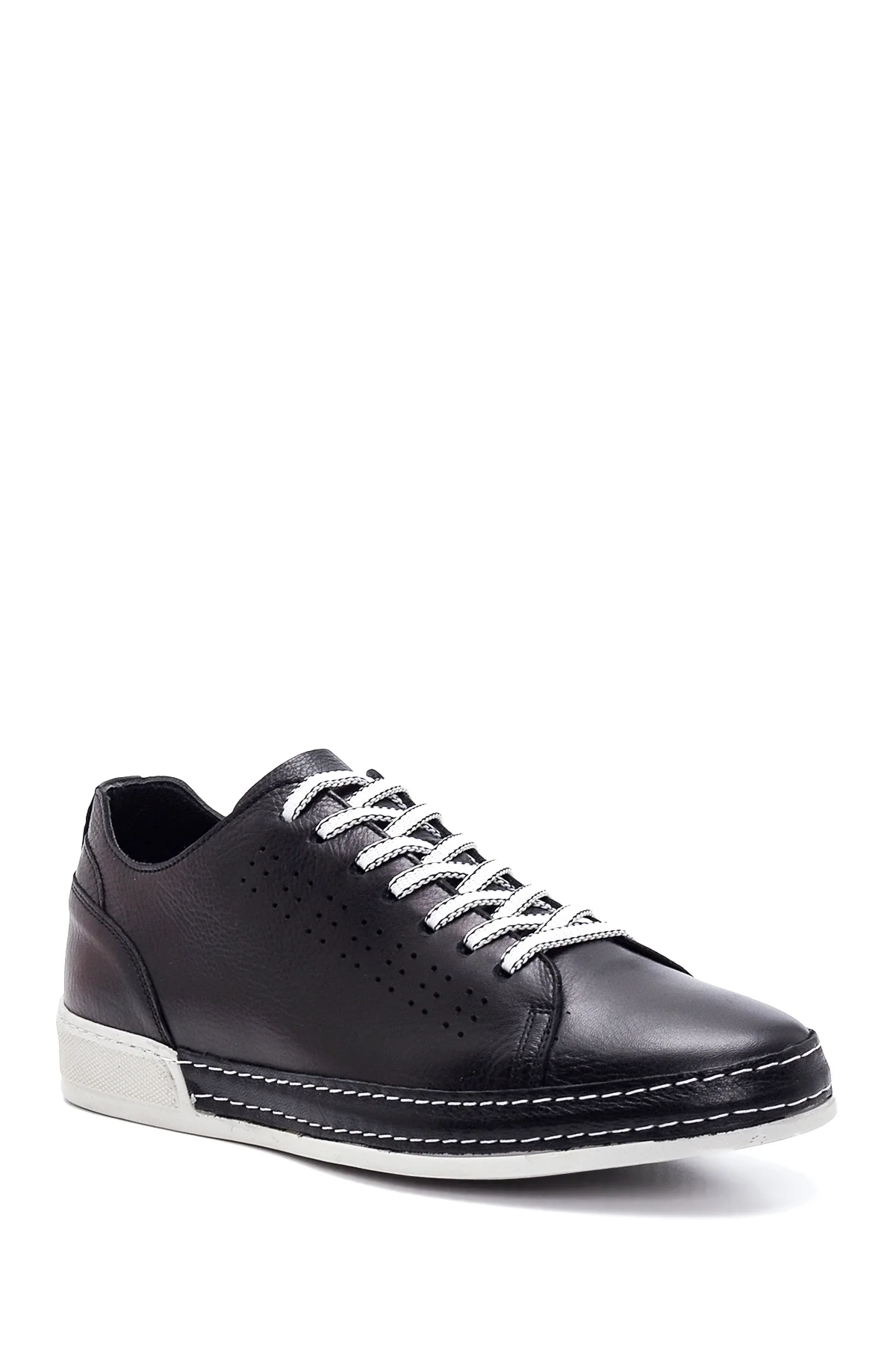 Erkek Siyah Deri Sneaker - Image 3