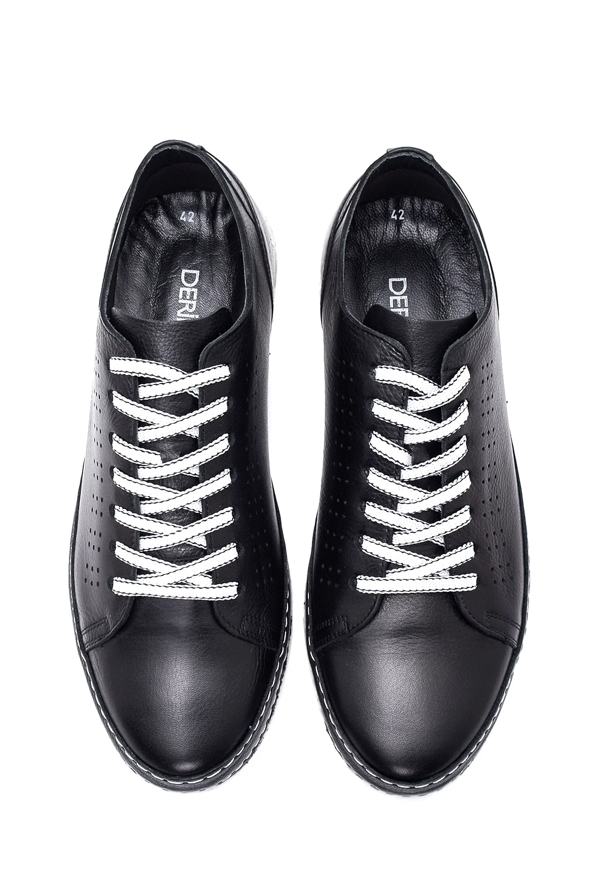 Erkek Siyah Deri Sneaker - Image 7