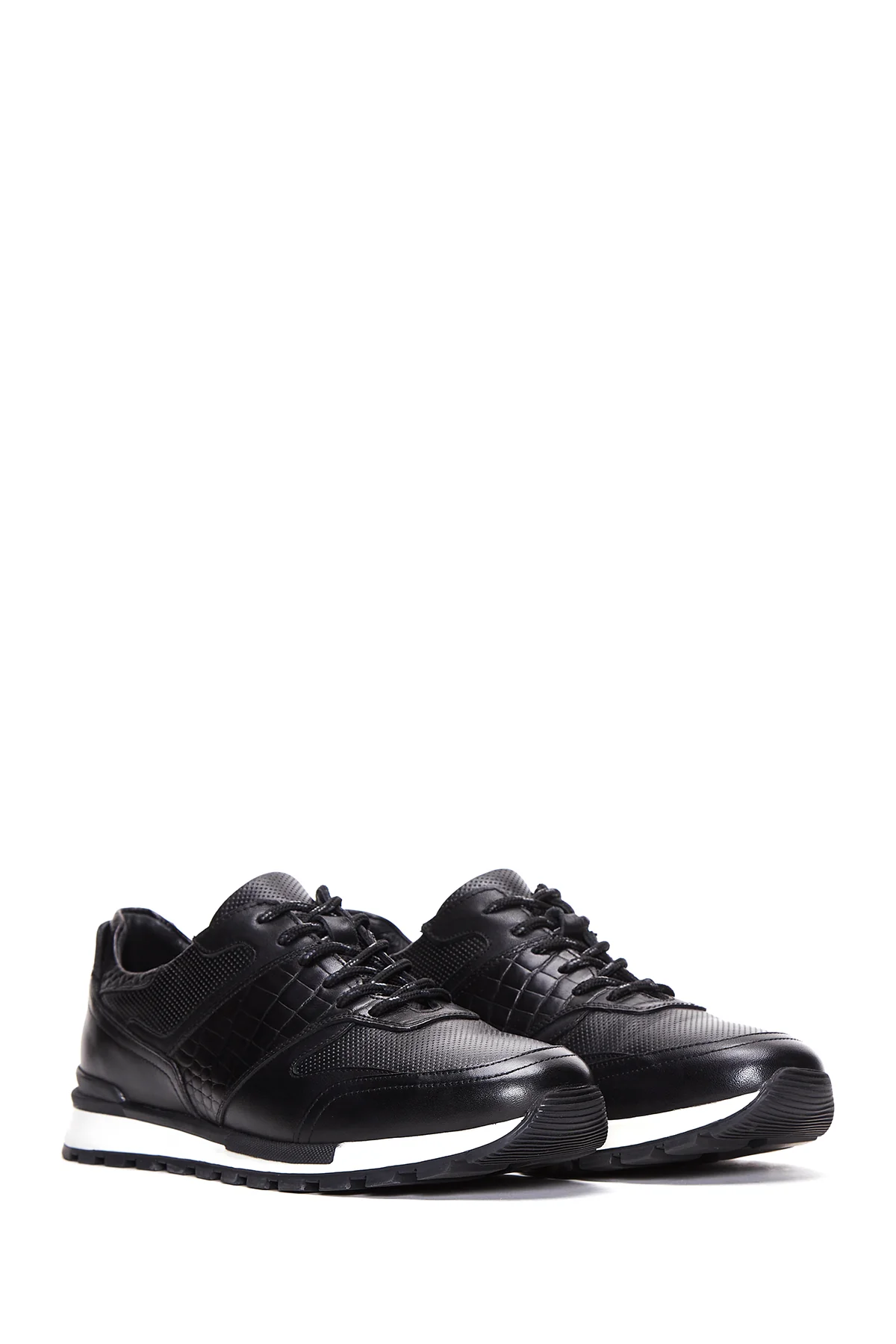 Erkek Siyah Deri Sneaker - Image 3