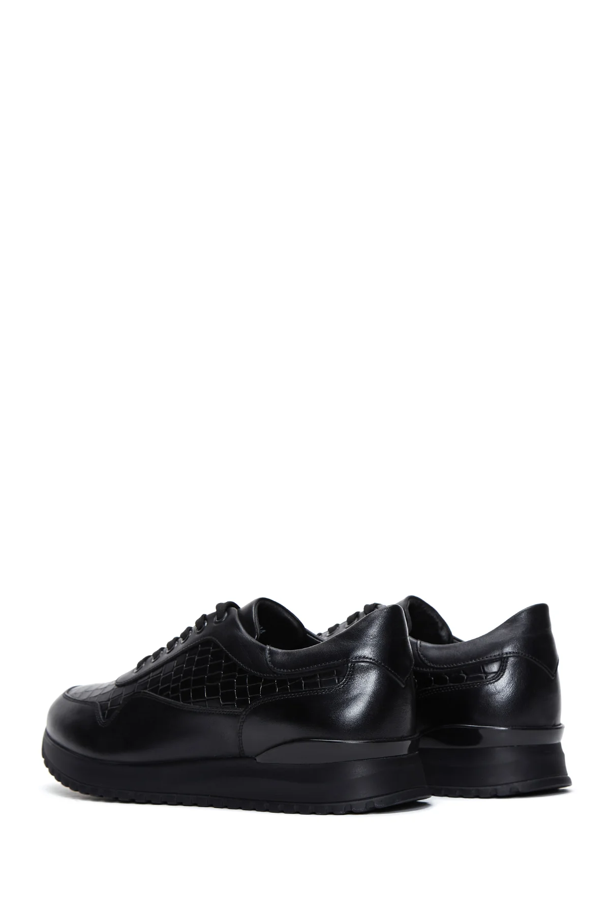Erkek Siyah Deri Sneaker - Image 5