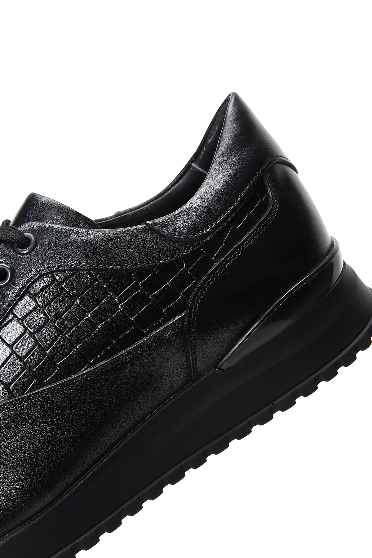 Erkek Siyah Deri Sneaker - Image 8
