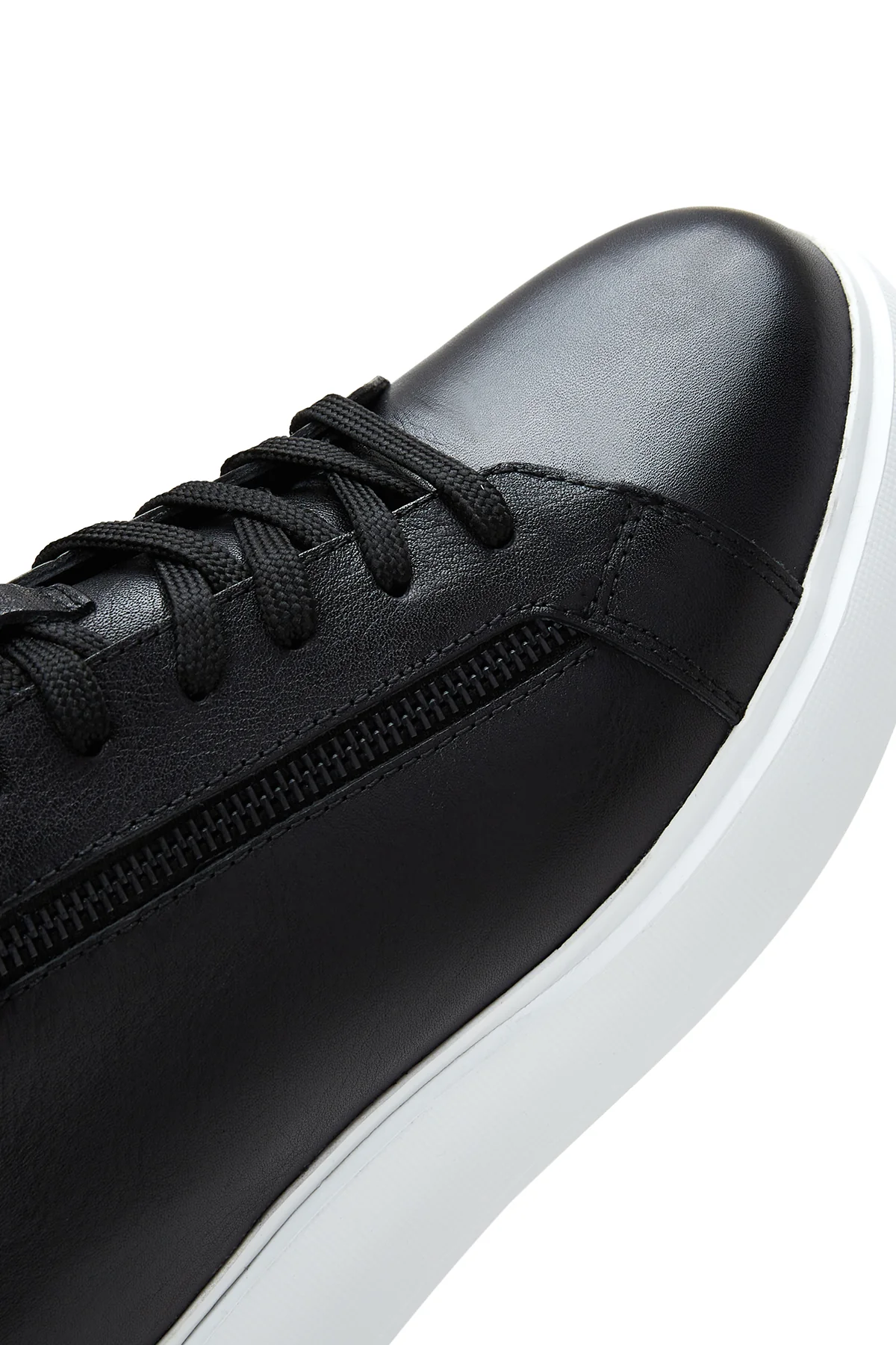 Erkek Siyah Deri Sneaker - Image 7