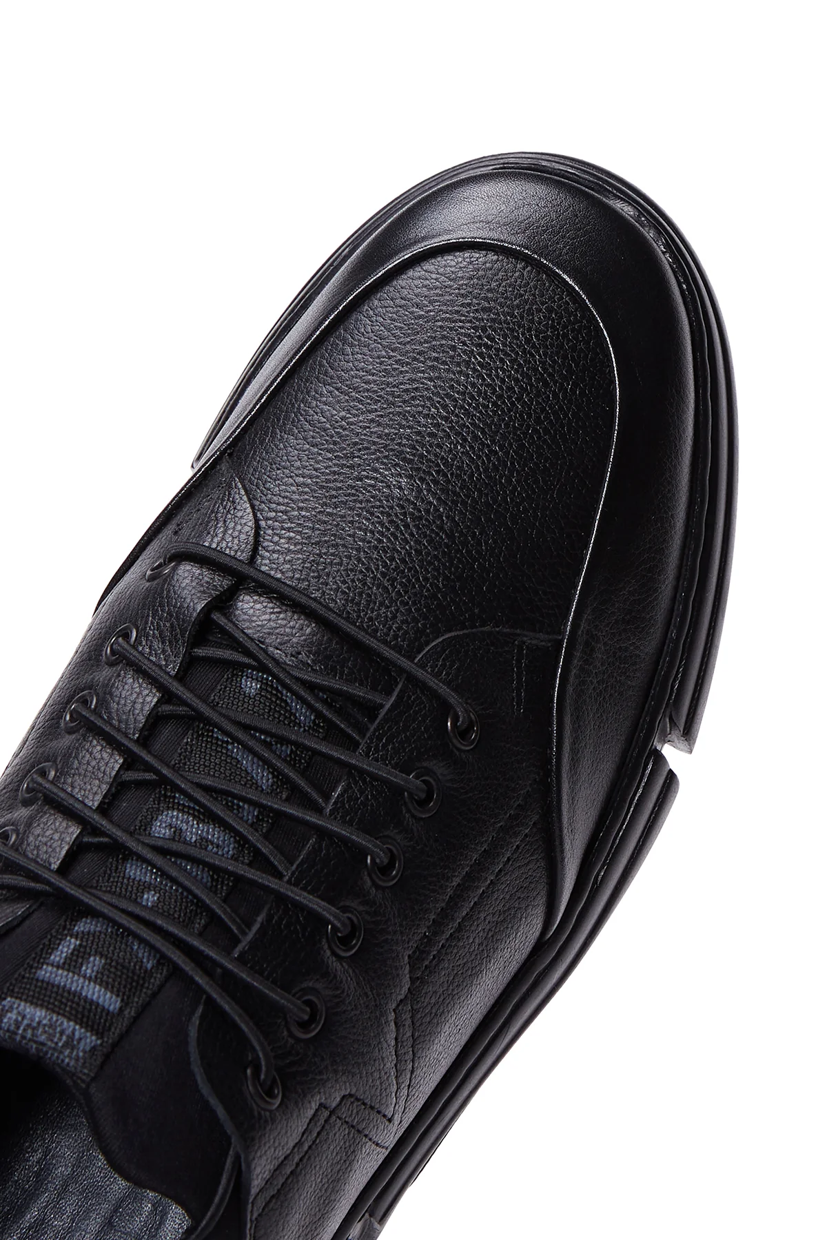 Erkek Siyah Deri Sneaker - Image 8