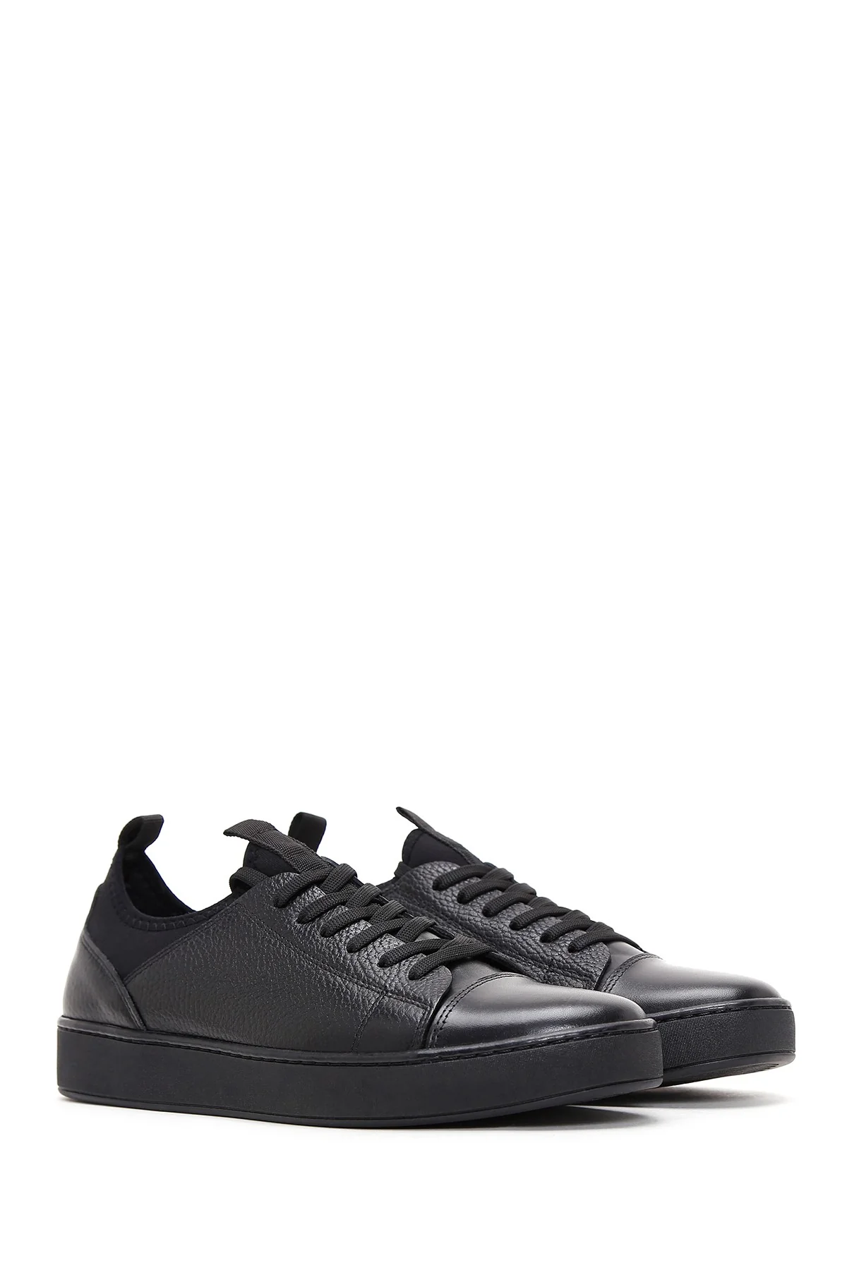 Erkek Siyah Deri Sneaker - Image 4