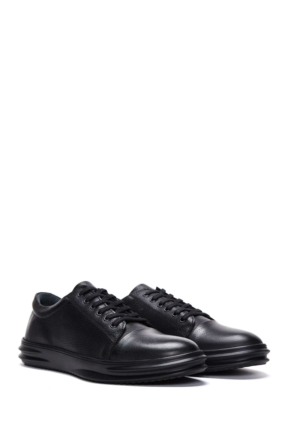 Erkek Siyah Deri Sneaker - Image 3