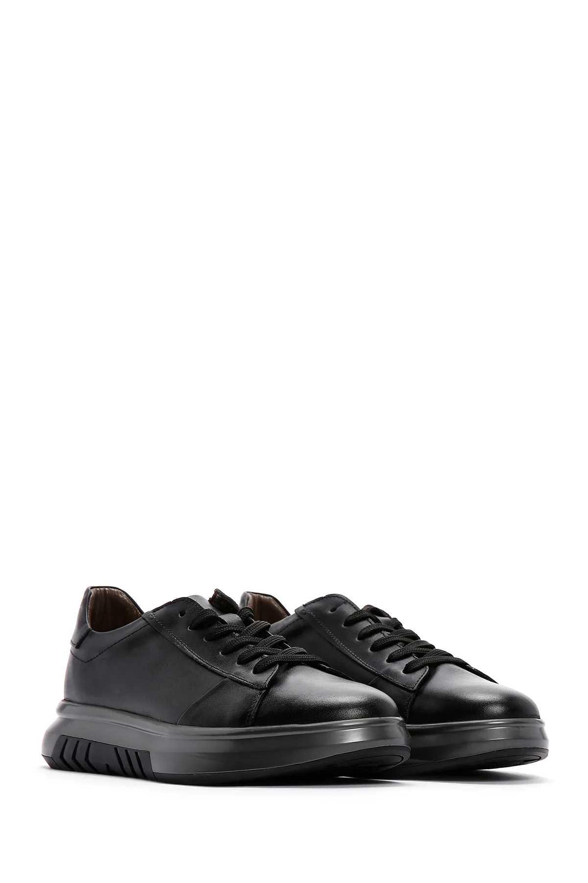Erkek Siyah Deri Sneaker - Image 3