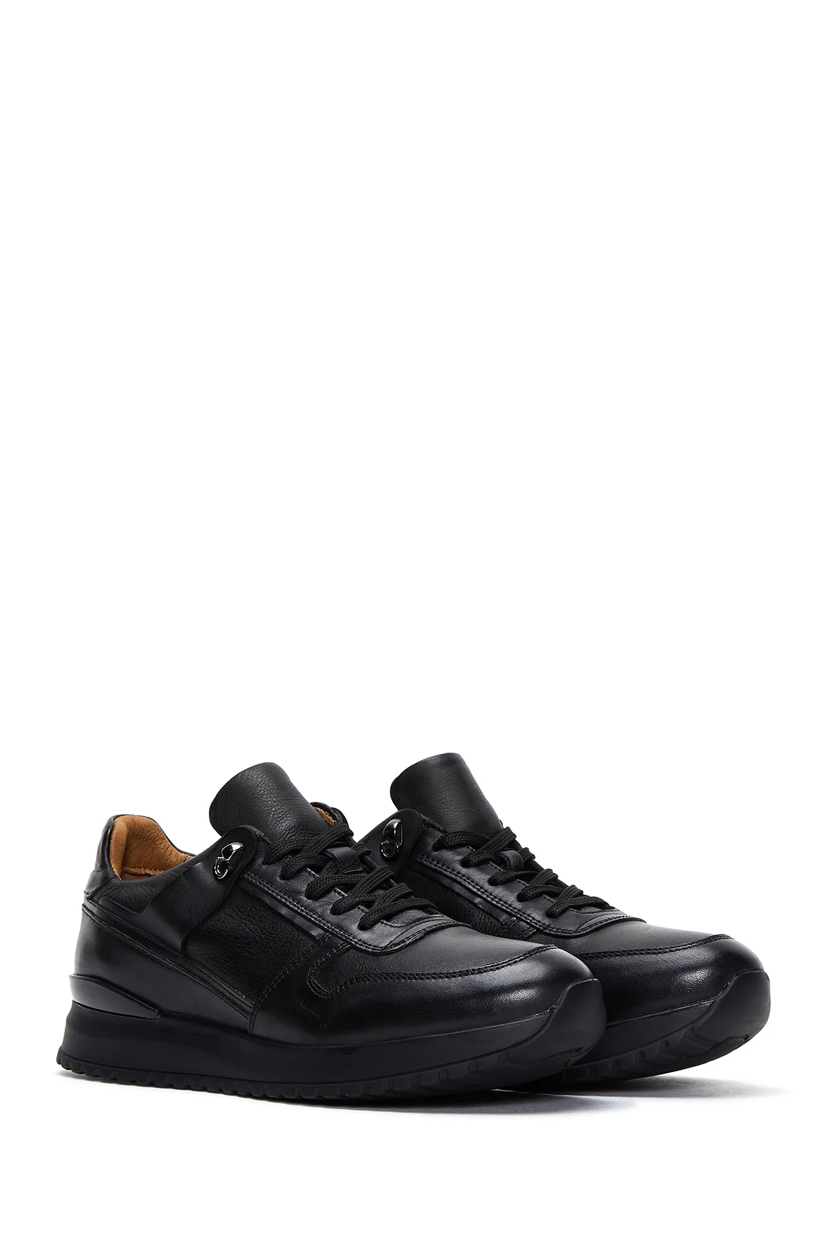 Erkek Siyah Deri Sneaker - Image 3