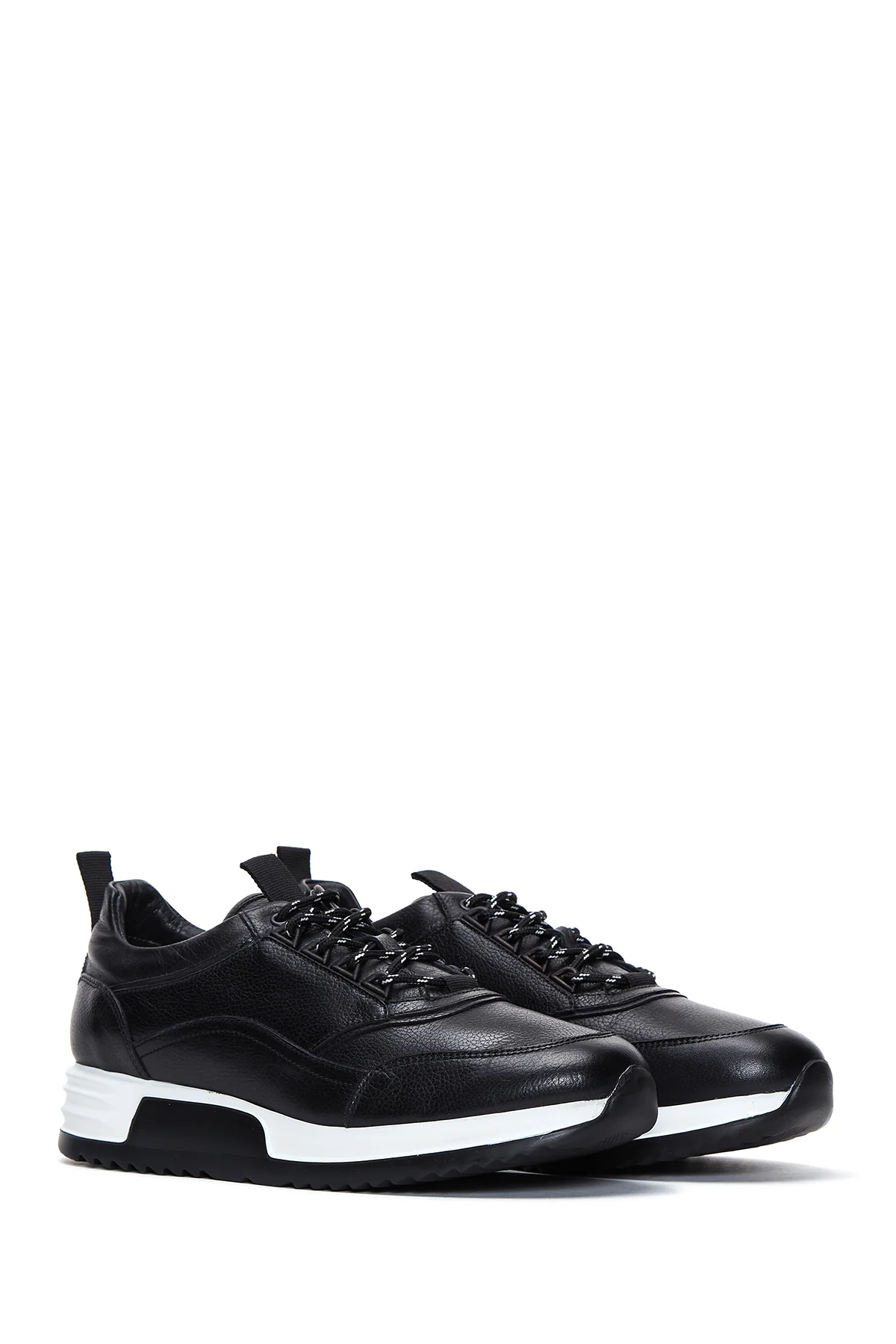 Erkek Siyah Deri Sneaker - Image 3