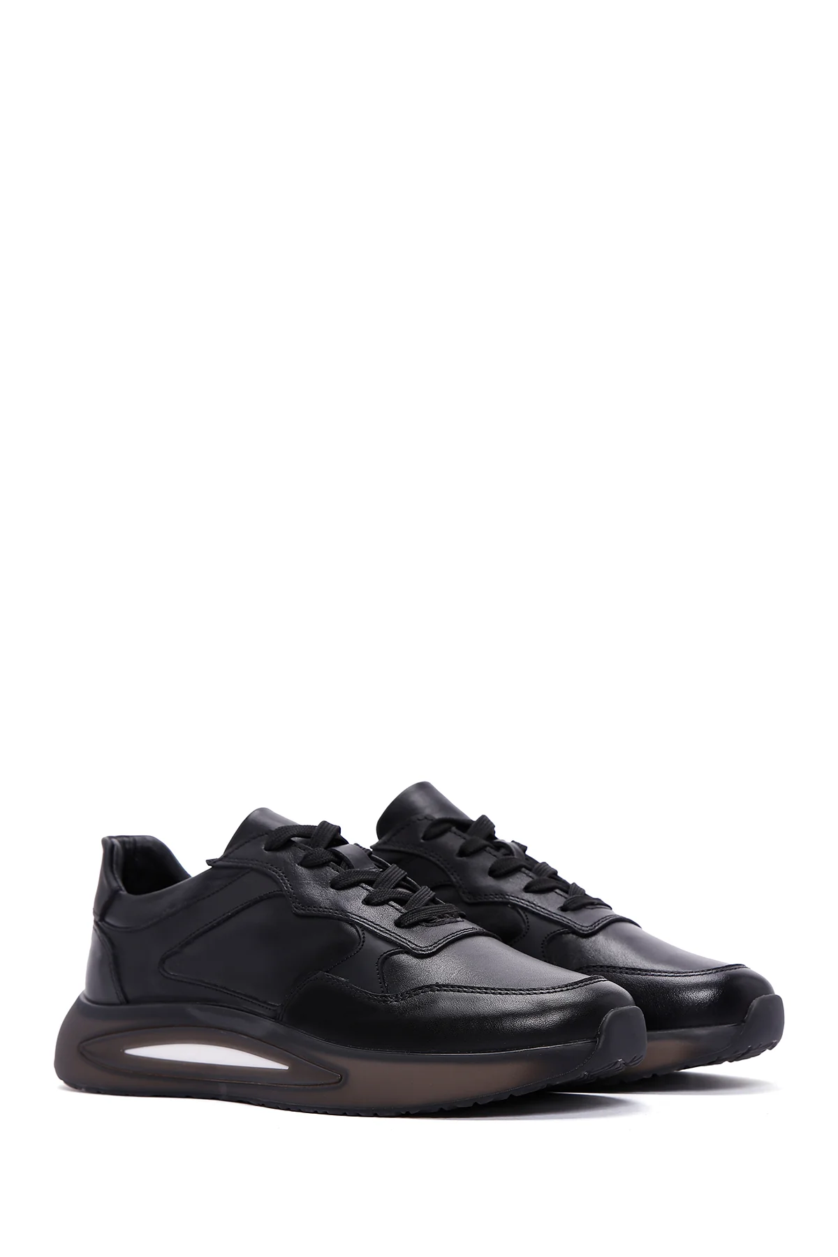 Erkek Siyah Deri Sneaker - Image 4