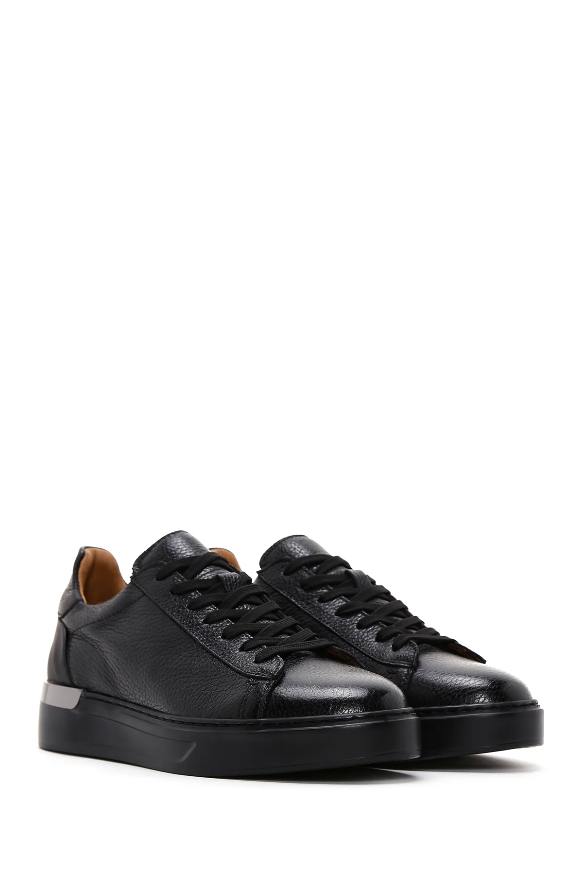 Erkek Siyah Deri Sneaker - Image 3