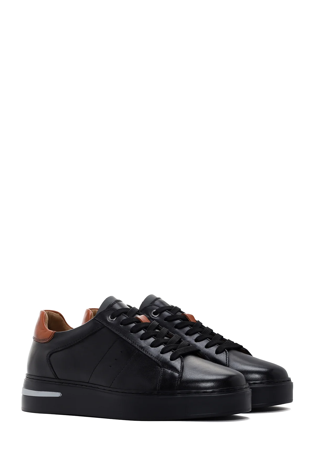 Erkek Siyah Deri Sneaker - Image 3