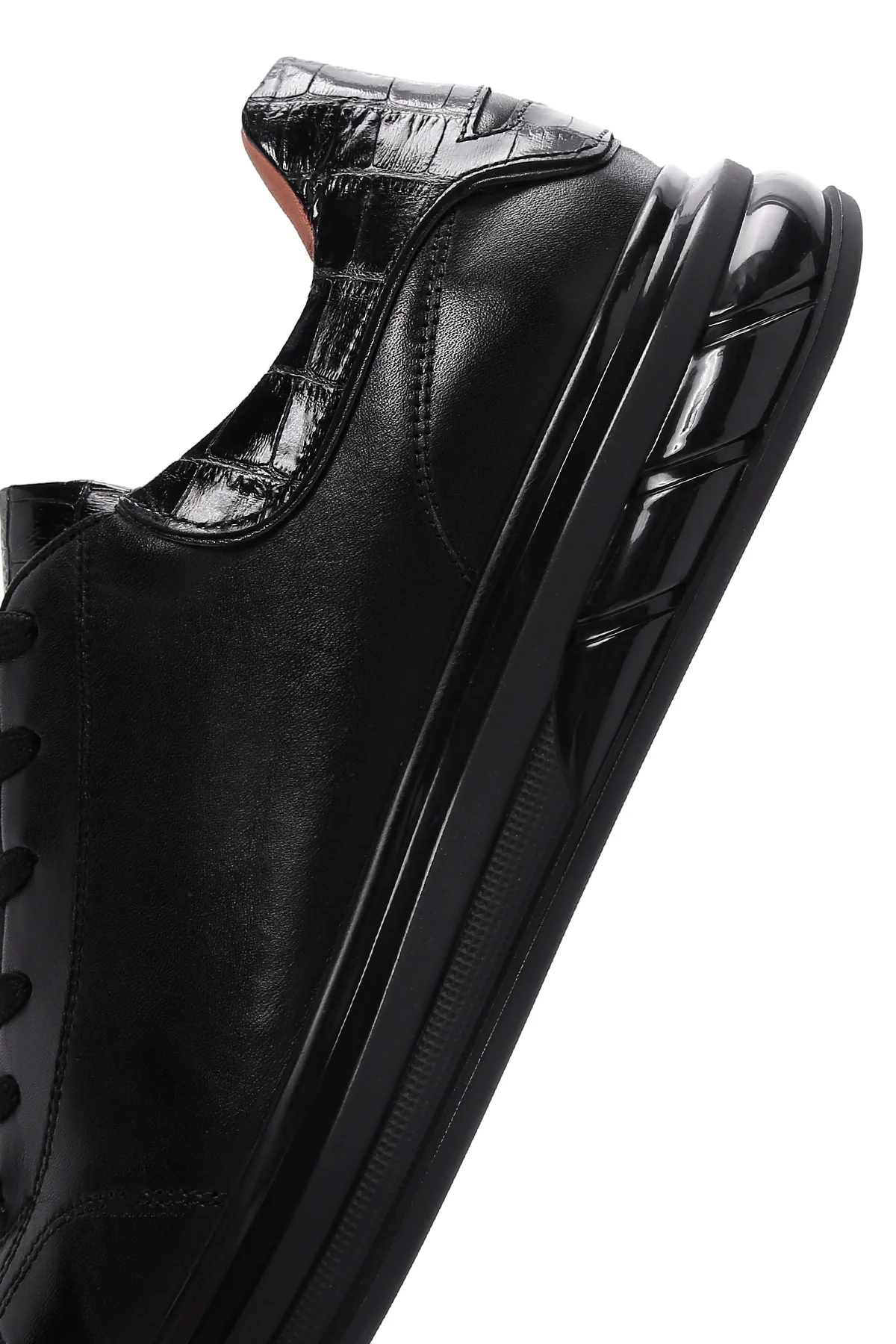 Erkek Siyah Deri Sneaker - Image 7