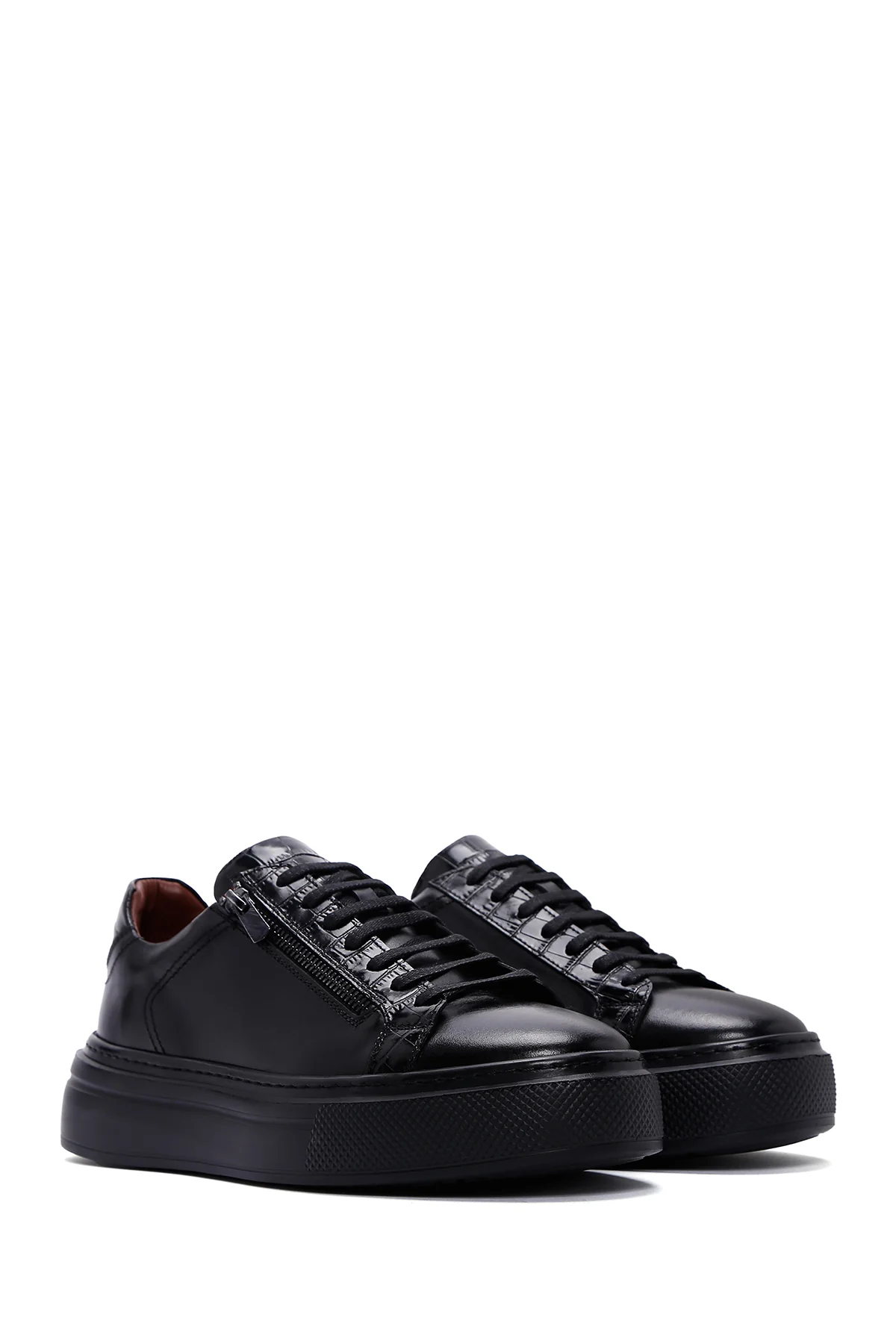 Erkek Siyah Deri Sneaker - Image 3