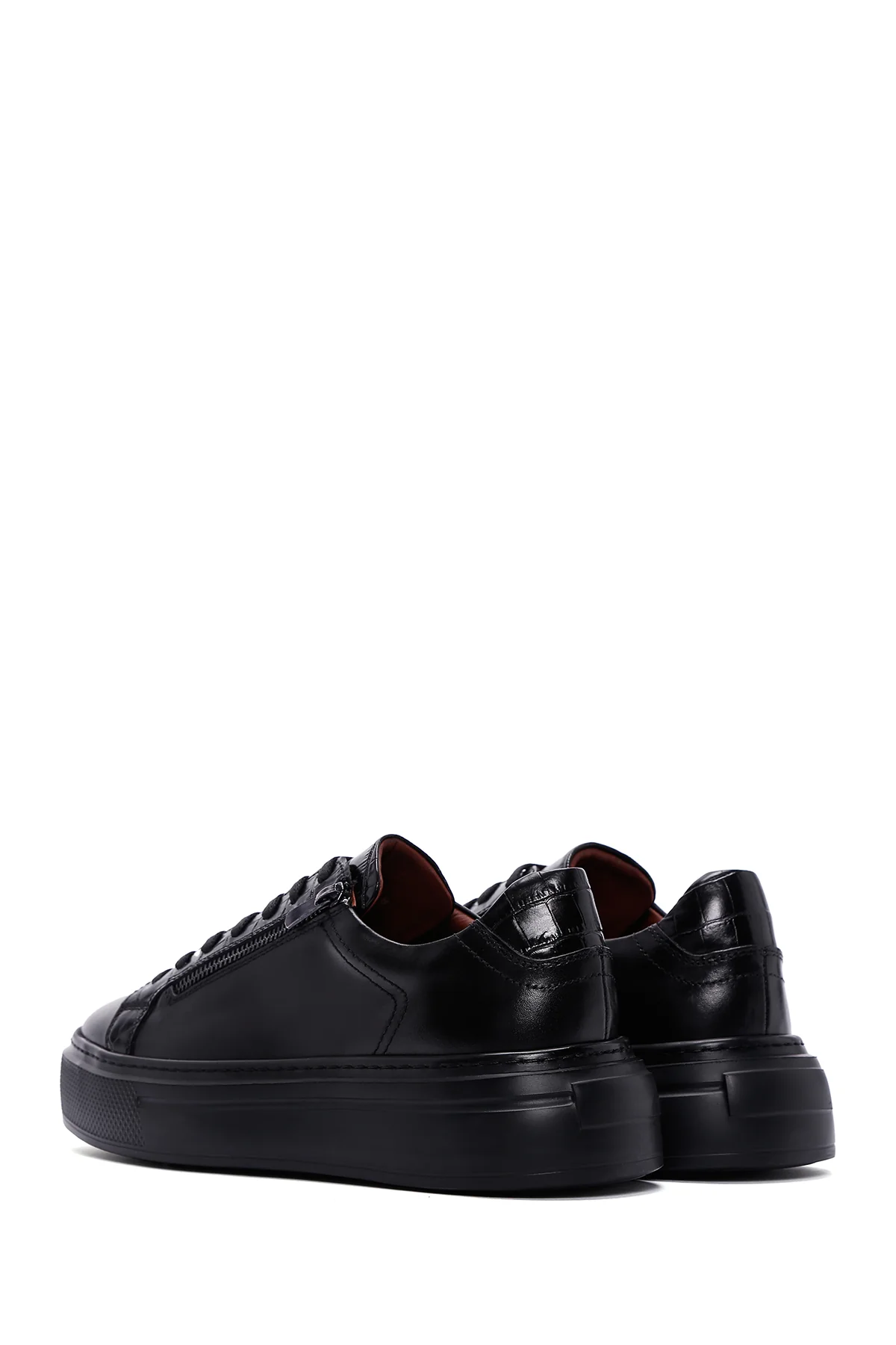 Erkek Siyah Deri Sneaker - Image 5