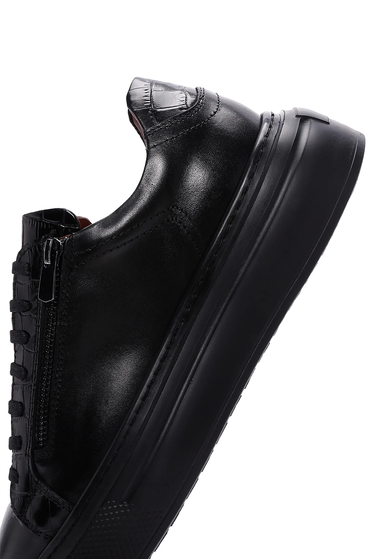 Erkek Siyah Deri Sneaker - Image 7