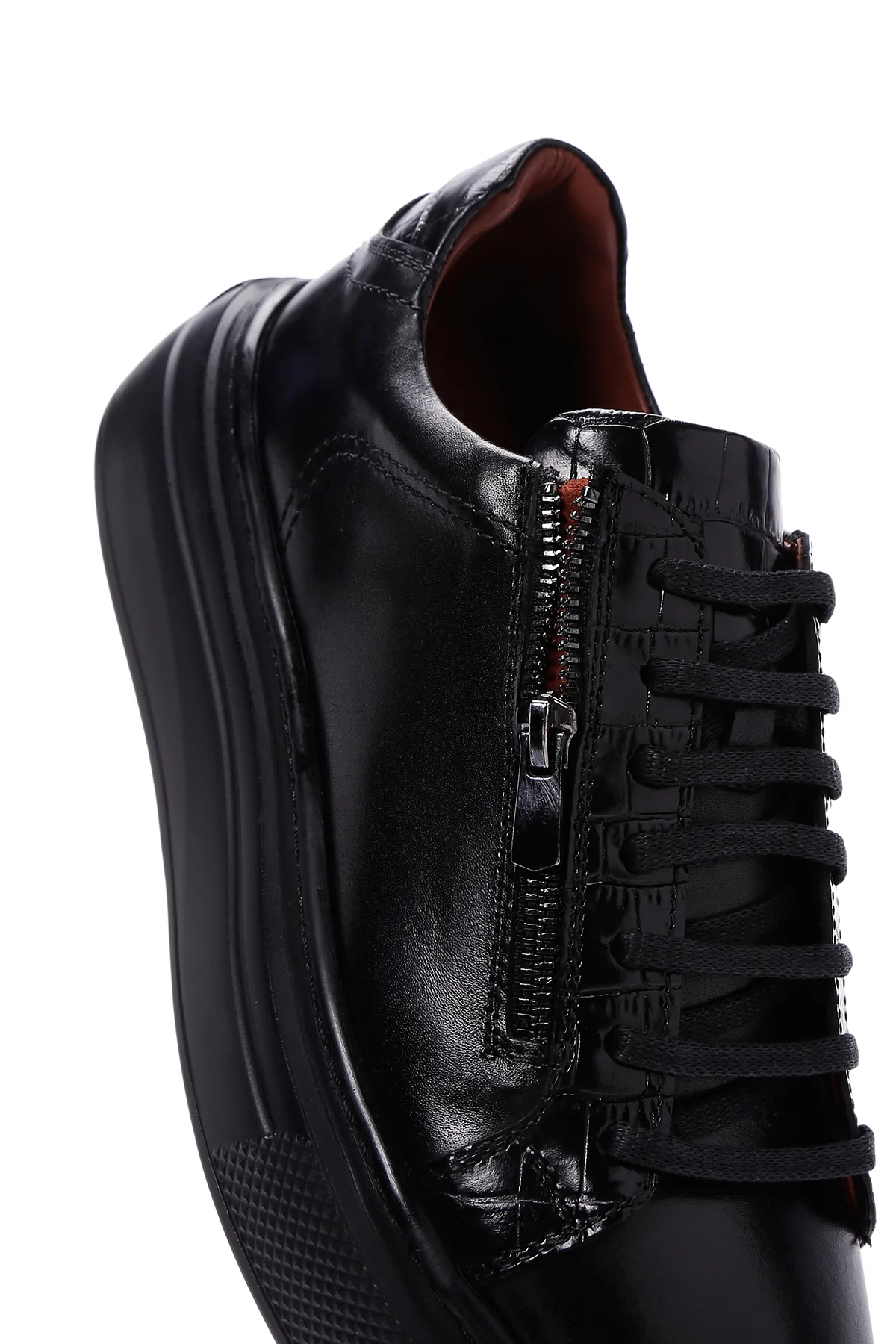 Erkek Siyah Deri Sneaker - Image 9