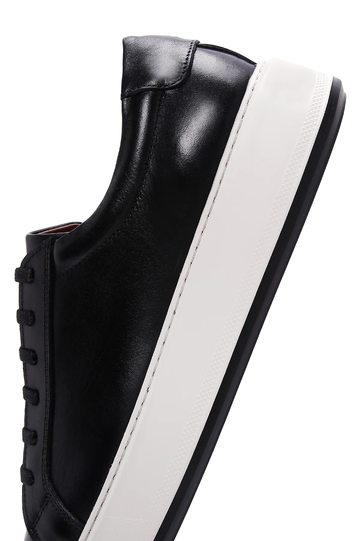 Erkek Siyah Deri Sneaker - Image 7
