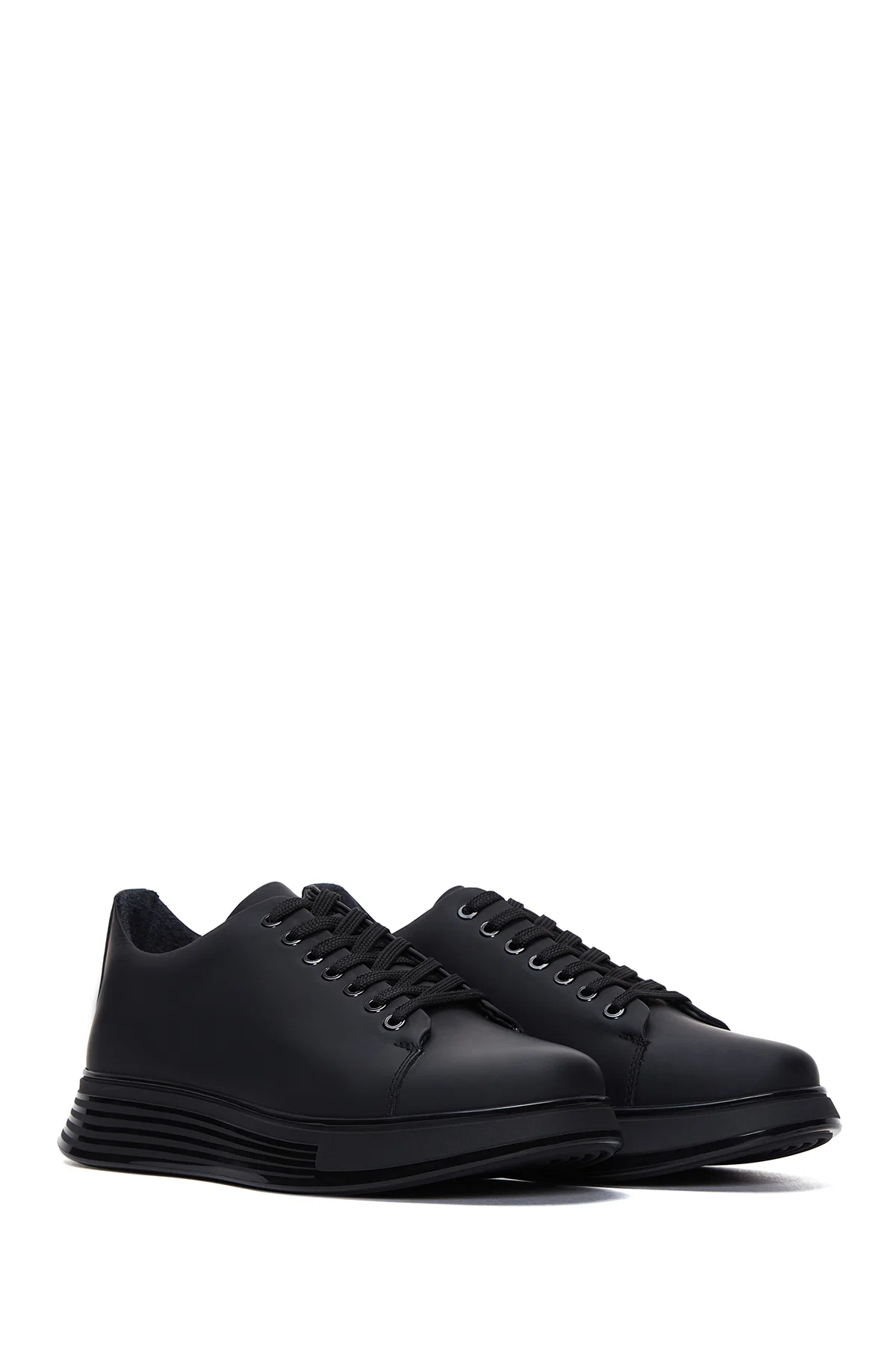 Erkek Siyah Deri Sneaker - Image 3