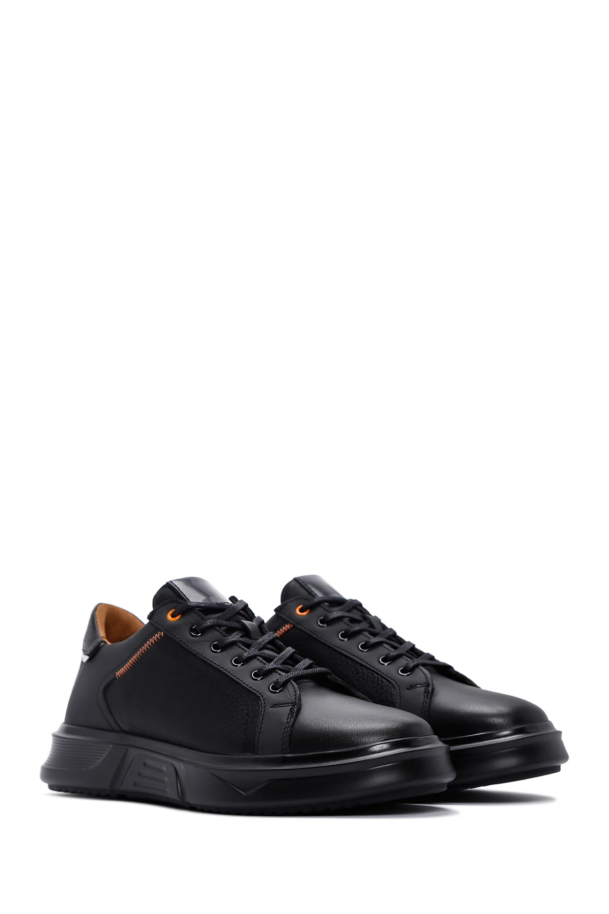 Erkek Siyah Deri Sneaker - Image 3