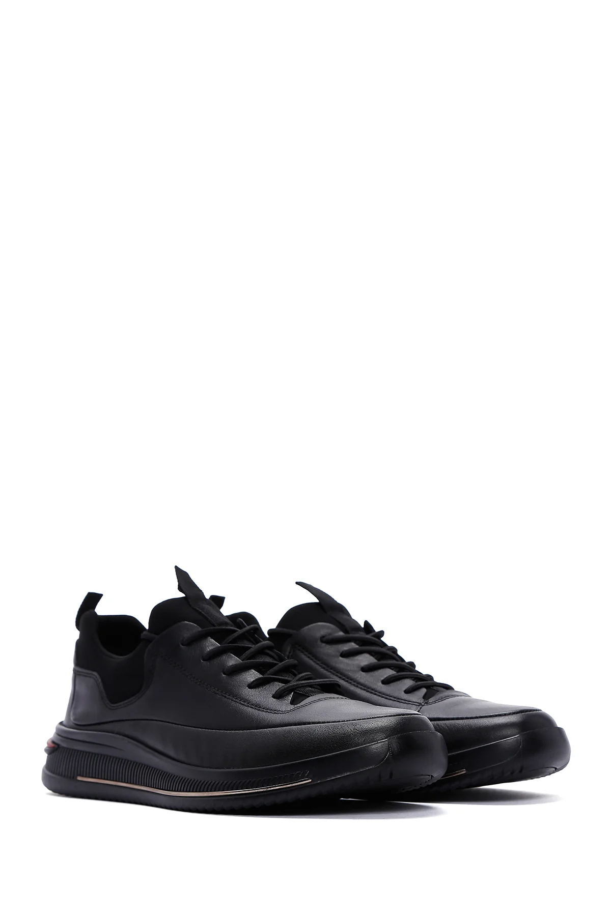 Erkek Siyah Deri Sneaker - Image 3