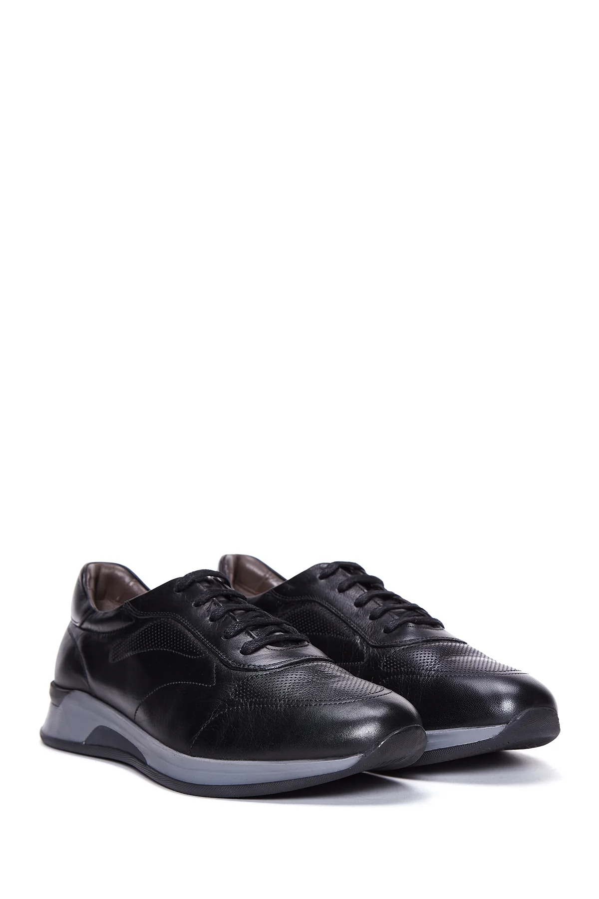 Erkek Siyah Deri Sneaker - Image 3