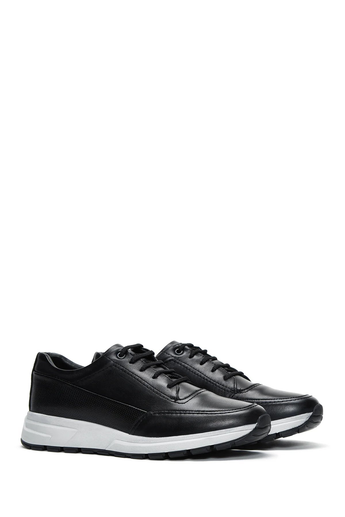 Erkek Siyah Deri Sneaker - Image 3